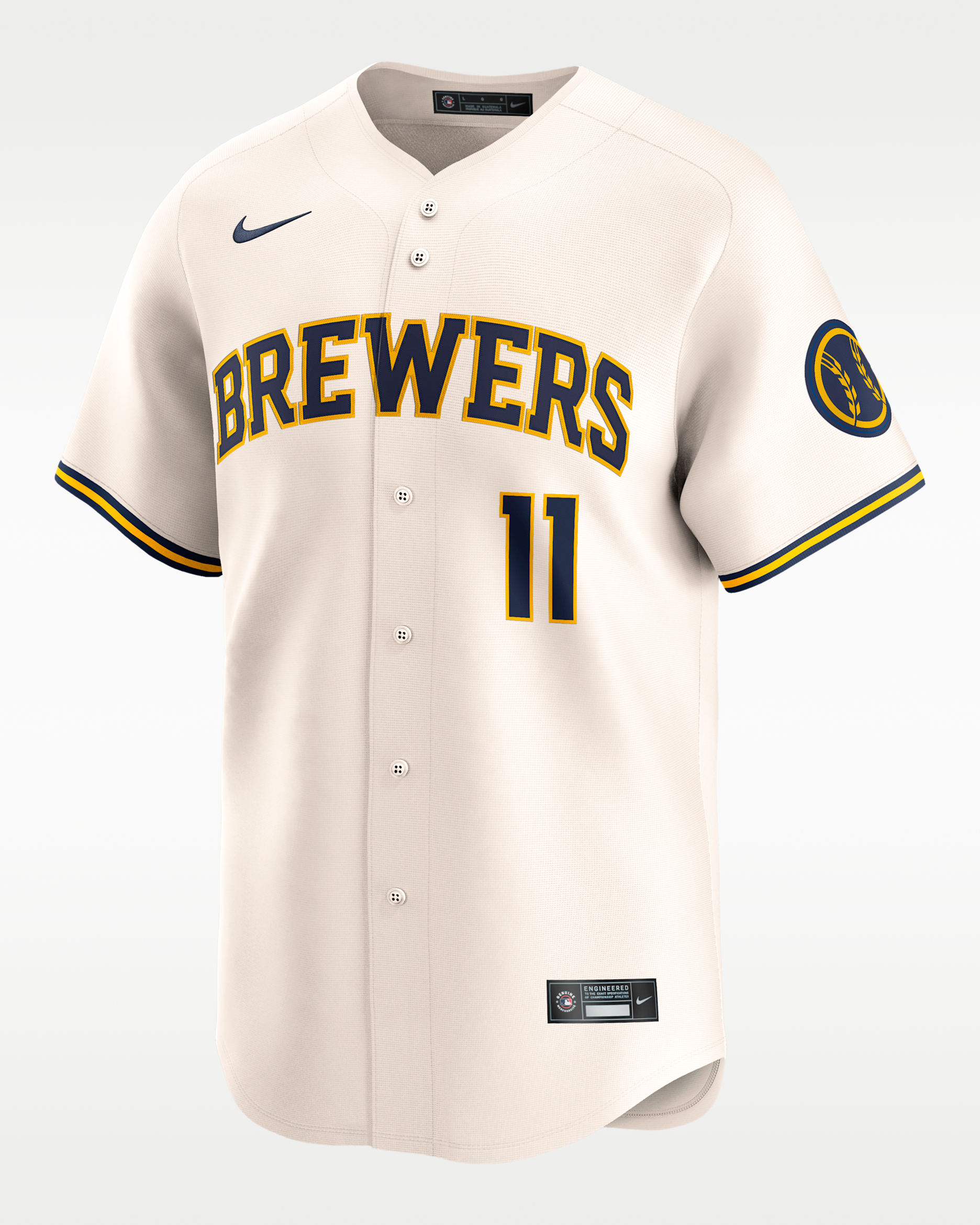 Jersey Nike Dri-FIT ADV de la MLB Limited para hombre Jackson Chourio Milwaukee Brewers - Crema