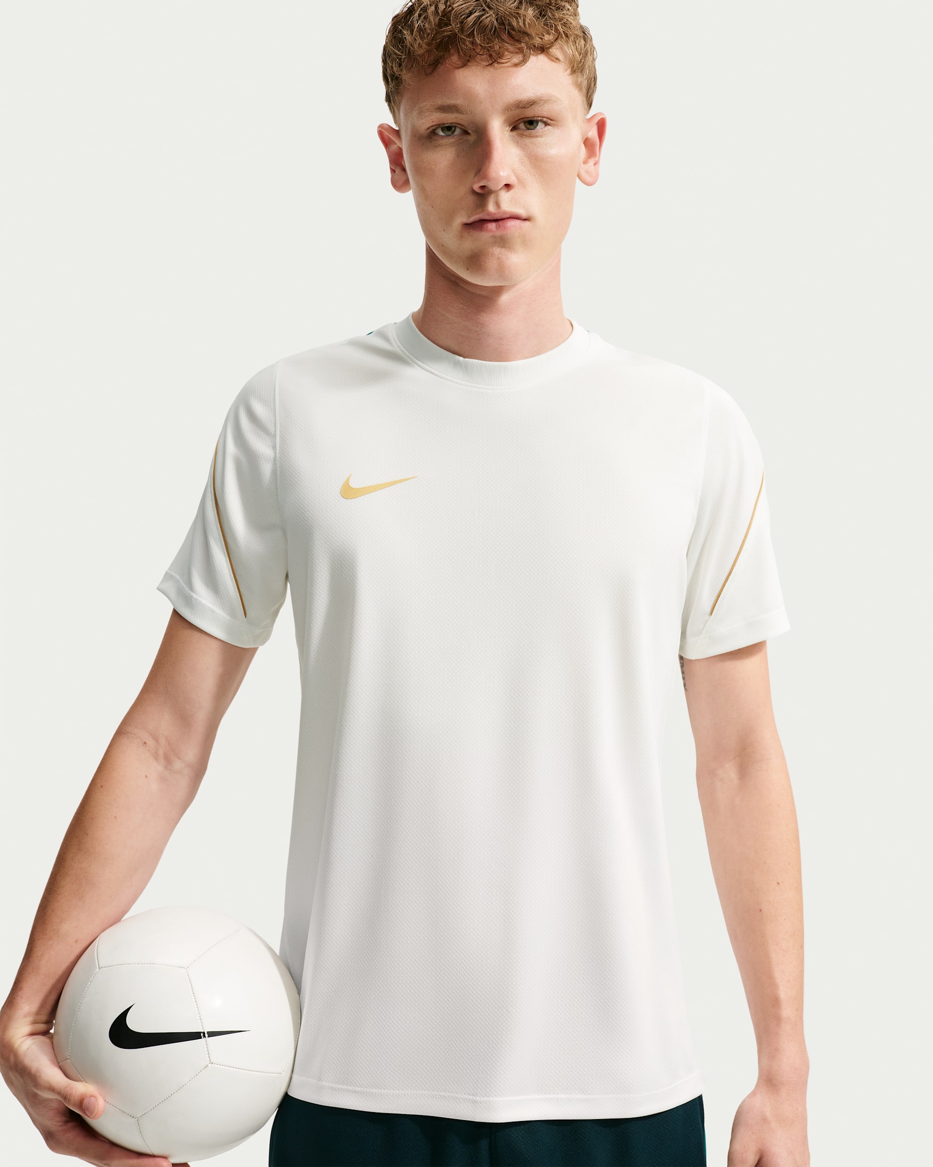 Nike Strike Men's Dri-FIT Short-Sleeve Football Top - Sail/Rio Teal/Elemental Gold/Metallic Gold