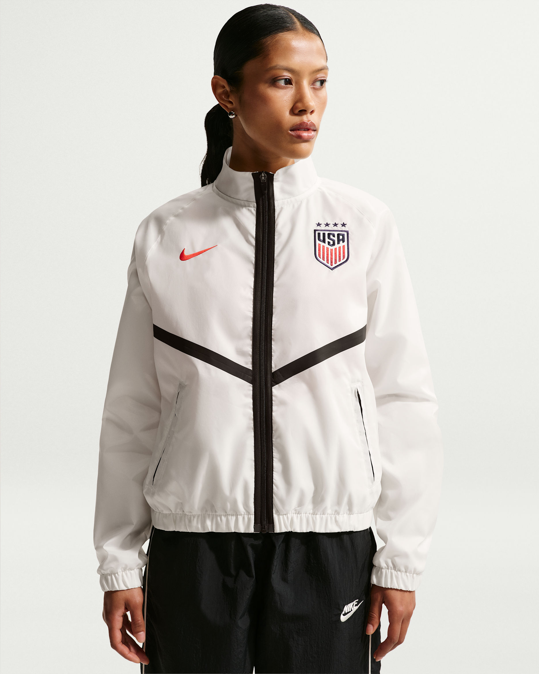 Chamarra Anthem de fútbol Nike Dri-FIT para mujer USMNT - Vela/Negro/Rojo reto