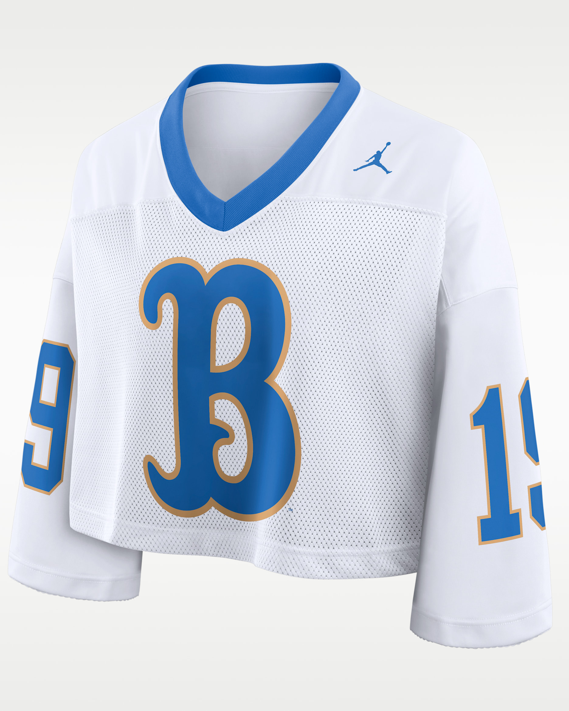 UCLA Logo Women's Jordan Brand Dri-FIT College Cropped Jersey - White/Signal Blue
