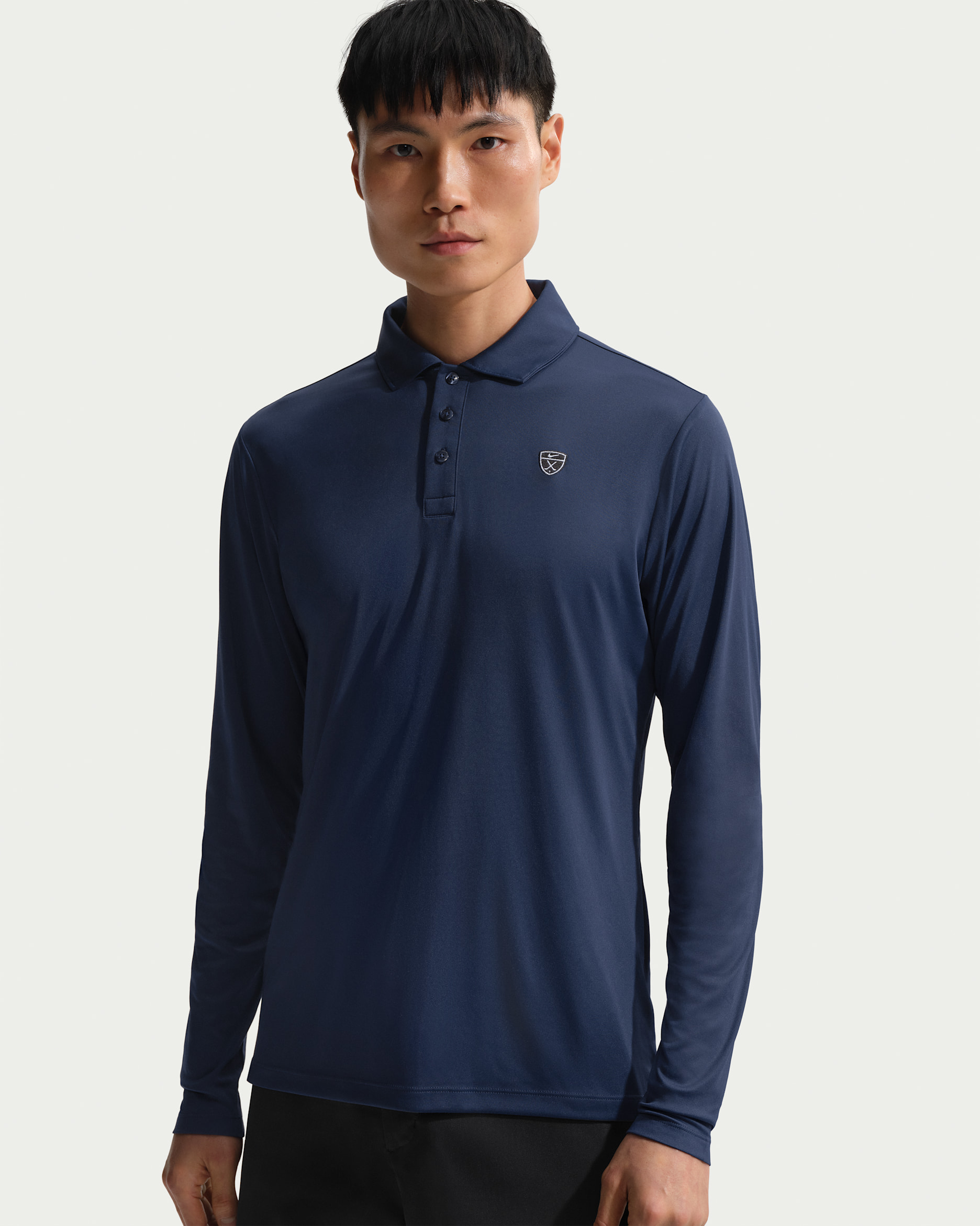 Nike Par Men's Dri-FIT Long-Sleeve Golf Polo - College Navy/White/Black