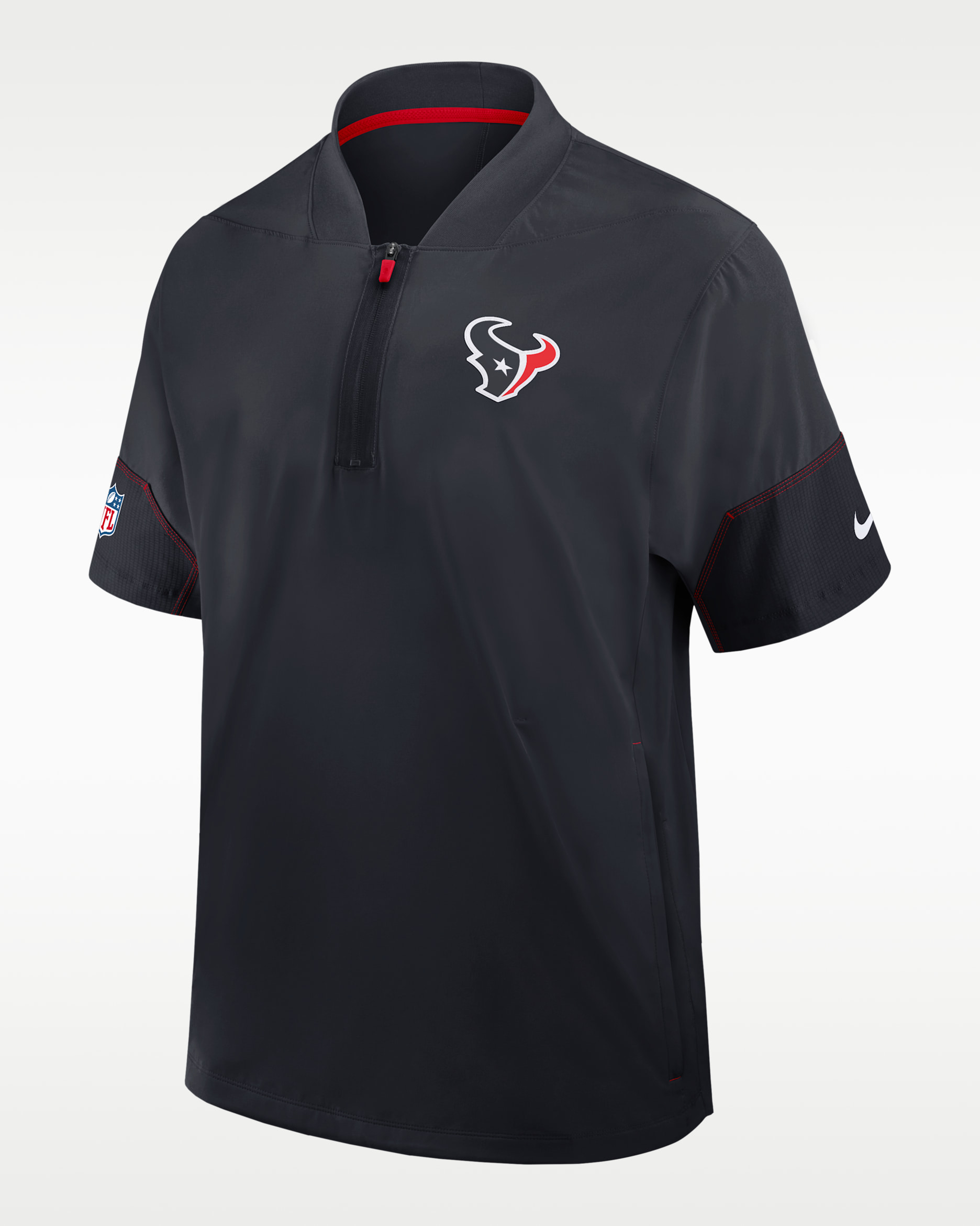 Chamarra de manga corta Nike de la NFL con gorro y medio cierre para hombre Houston Texans Sideline Coach - Azul marino