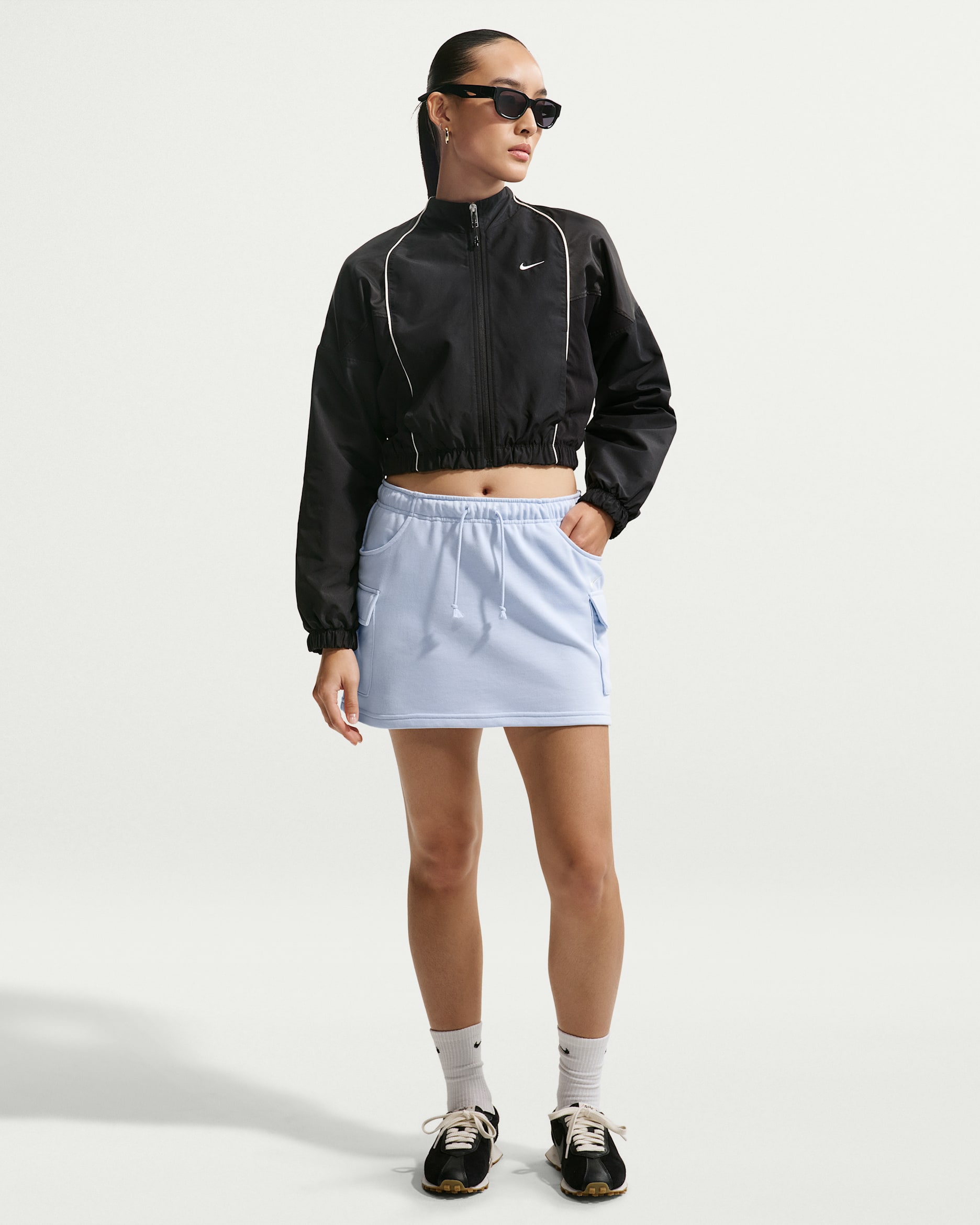 Nike Sportswear Phoenix Fleece Women's Mid-Rise Cargo Miniskirt - Hydrogen Blue/Sail