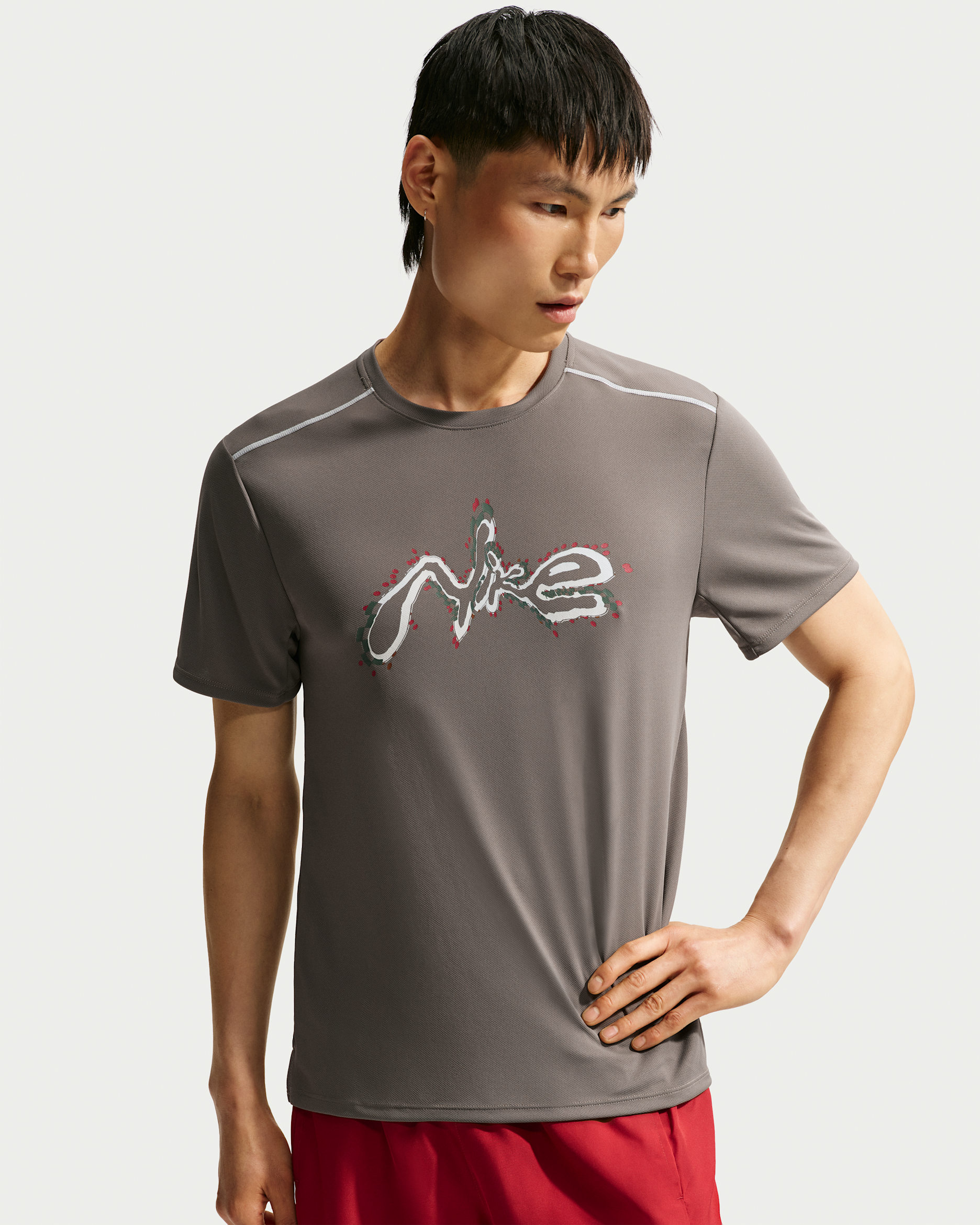 Nike Miler Men's Dri-FIT Short-Sleeve Running Top - Cave Stone/Grey Fog
