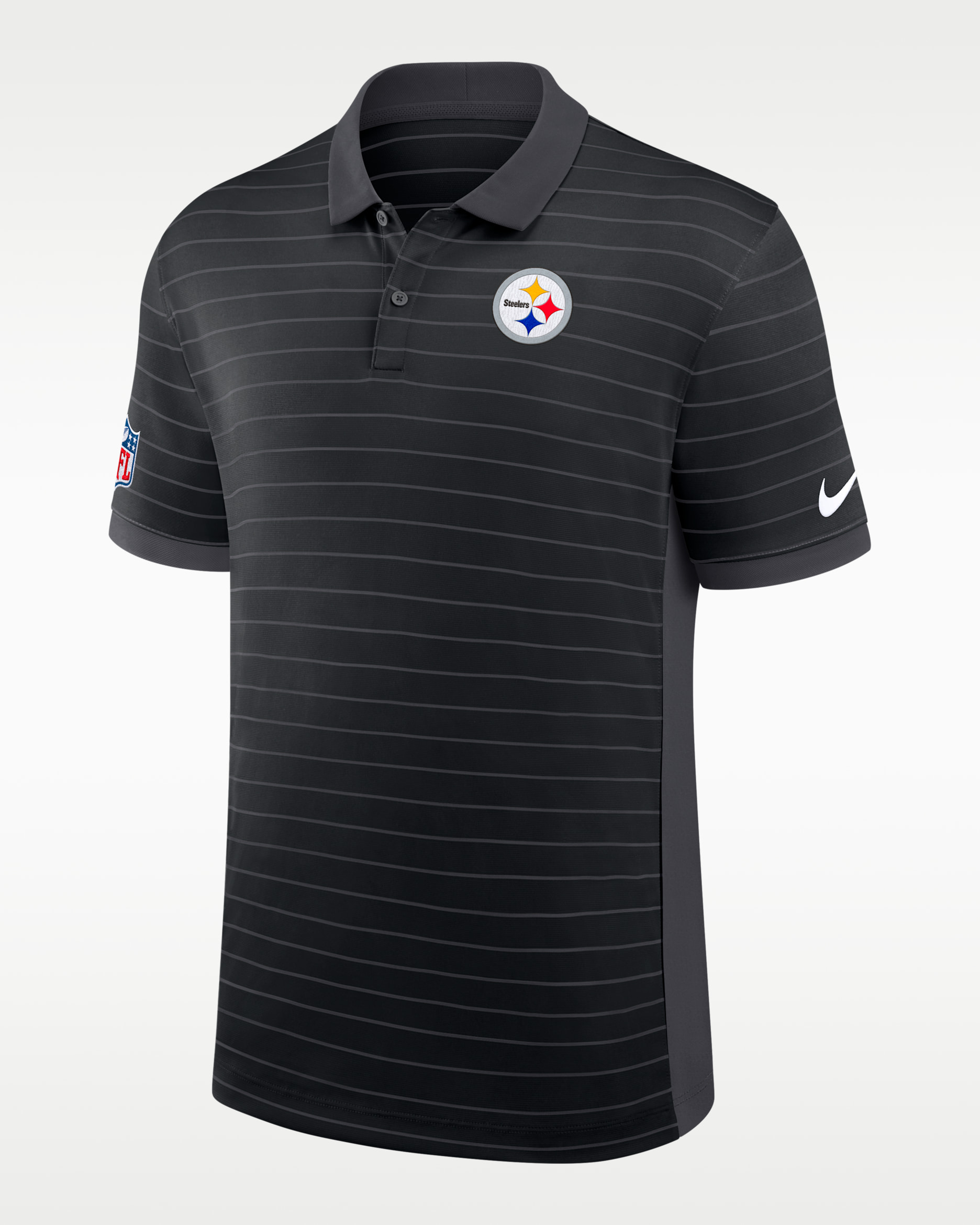 Pittsburgh Steelers Sideline Victory Stripe Men's Nike Dri-FIT NFL Polo - Black