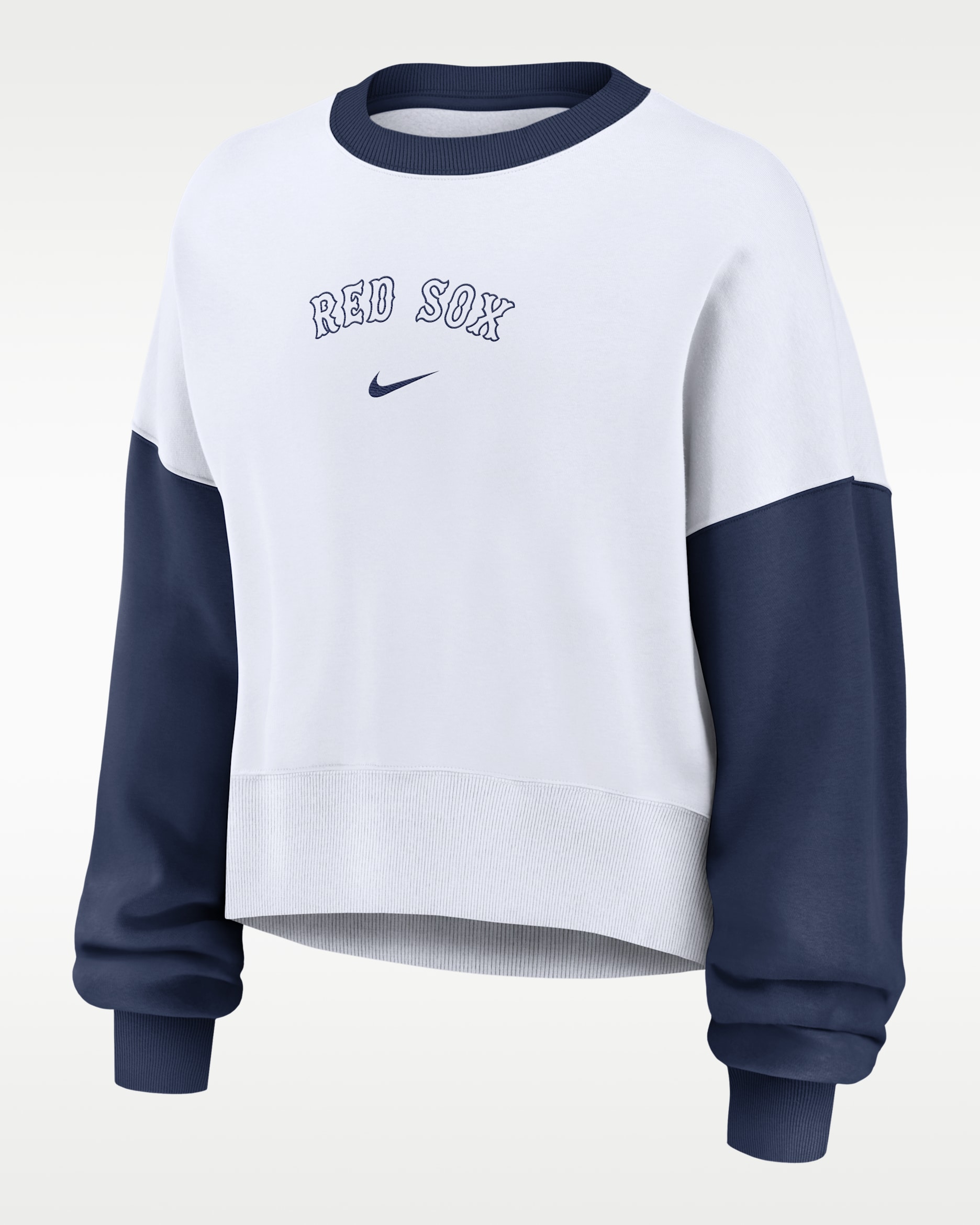 Sudadera de cuello redondo sin cierre Nike de la MLB para mujer Boston Red Sox Primary - Blanco