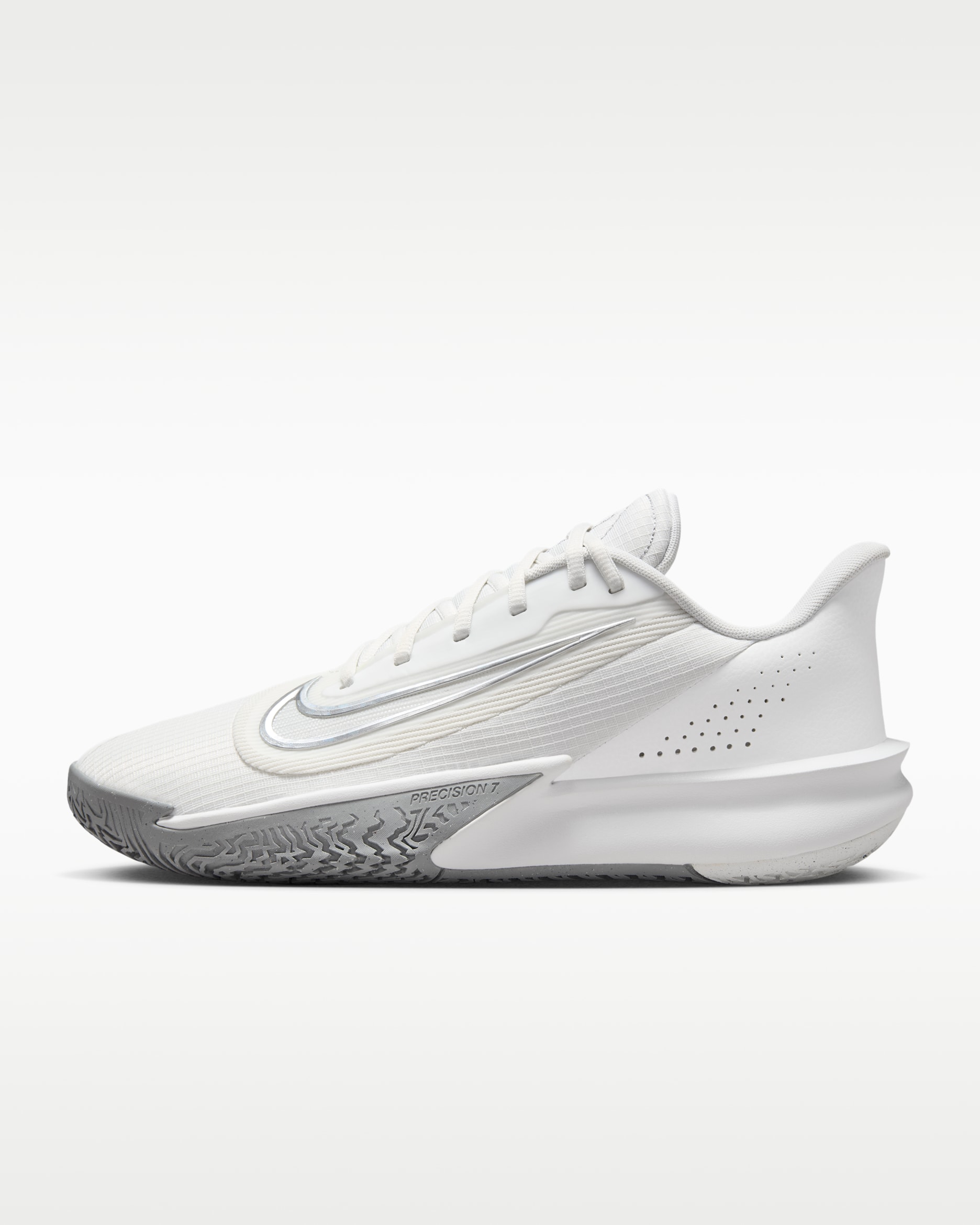Nike Precision 7 Basketball Shoes - Summit White/Particle Grey/Metallic Silver
