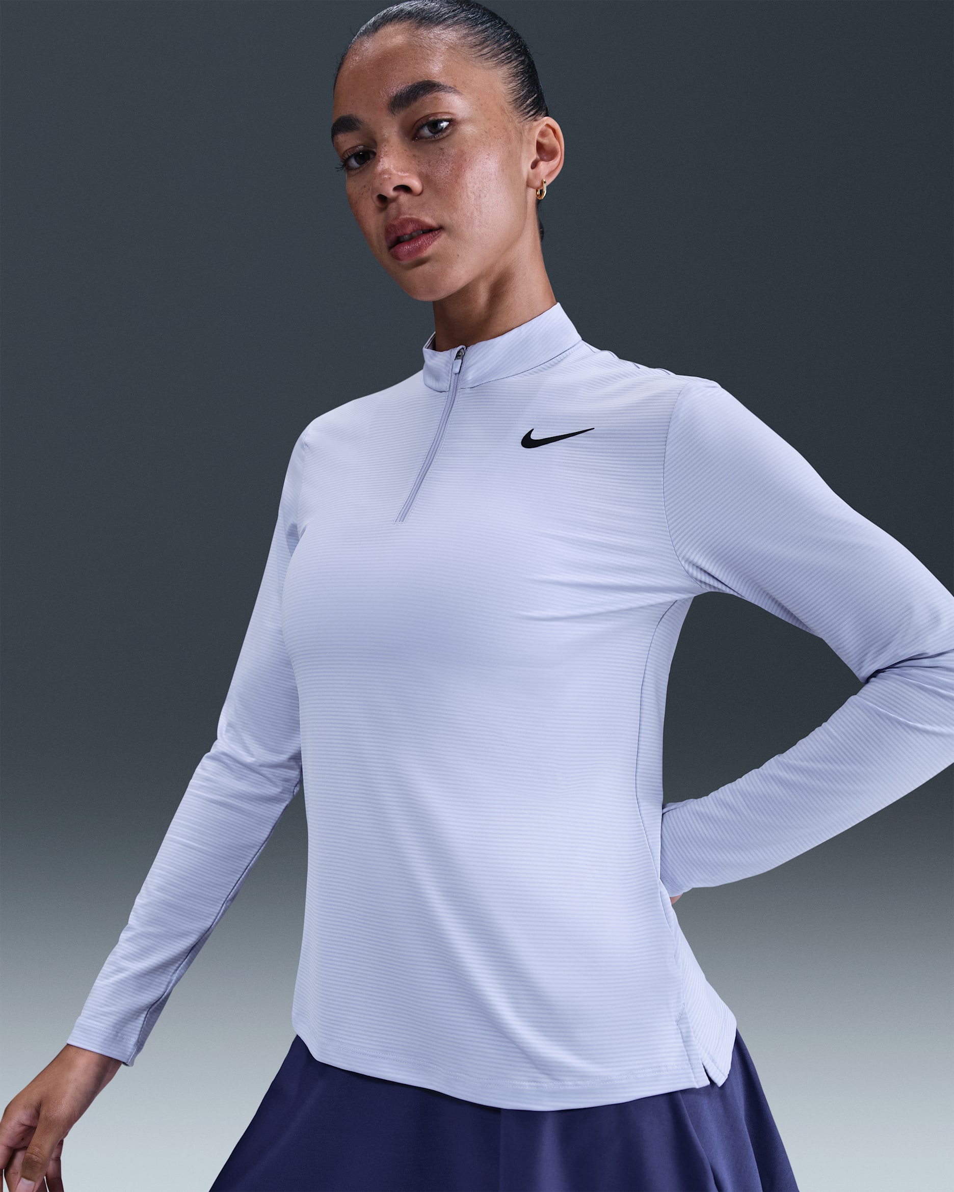 Playera de golf Dri-FIT con cierre de 1/4 para mujer Nike Victory - Fantasma/Negro