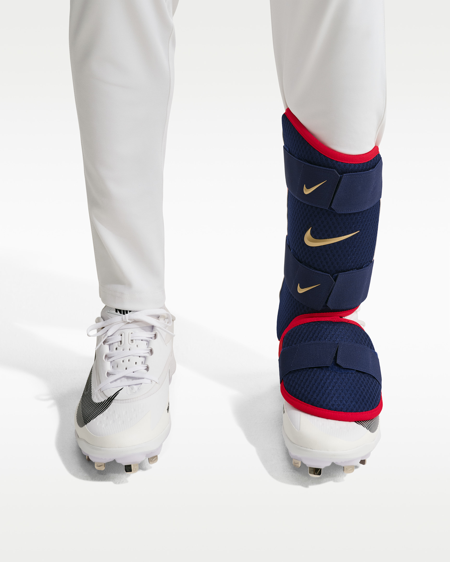 Nike Diamond Baseball Batter's Leg Guard (Right Handed Hitter) - Blue Void/Pimento/Metallic Gold