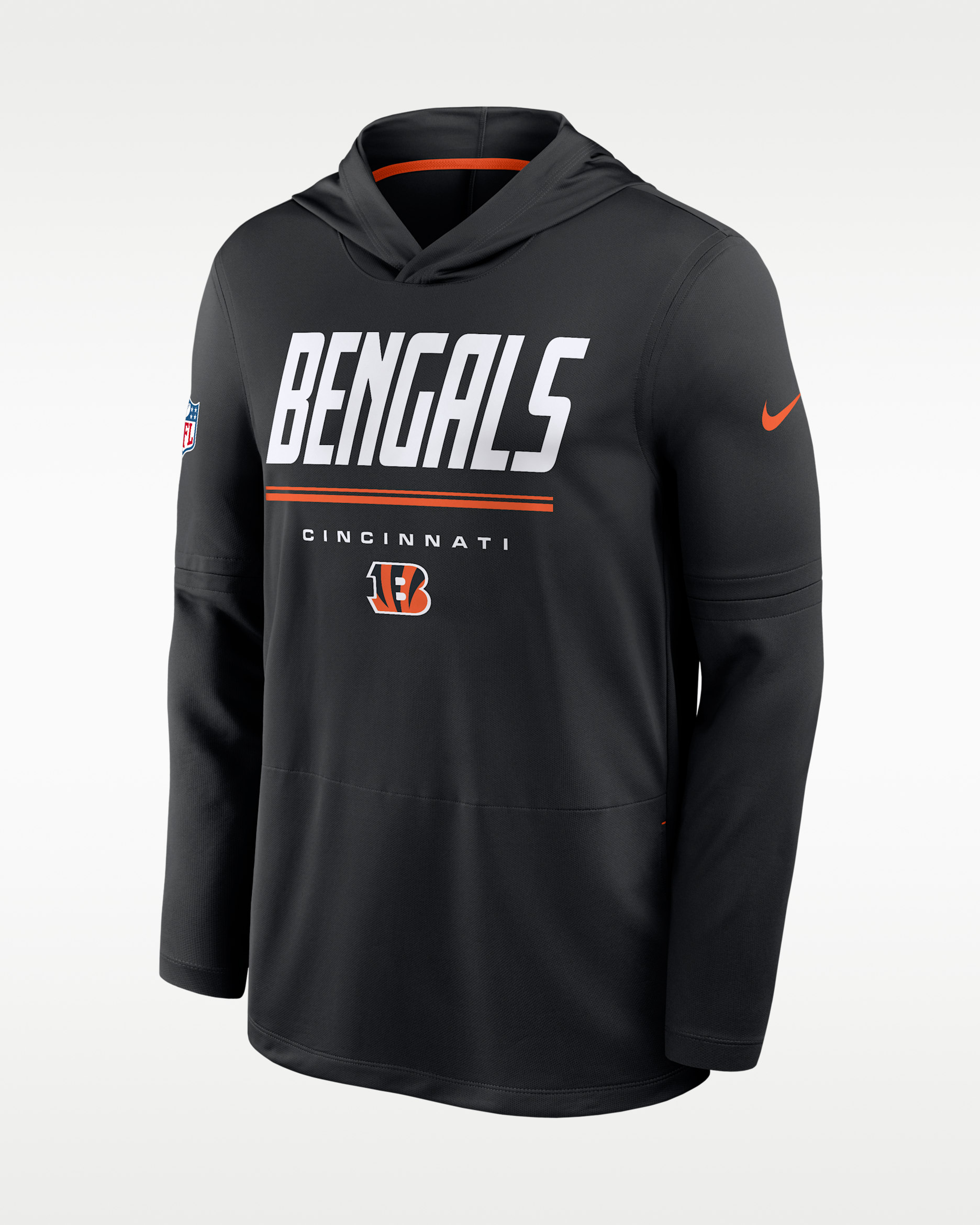Playera de manga larga con gorro Nike Dri-FIT NFL para hombre Cincinnati Bengals Sideline - Negro