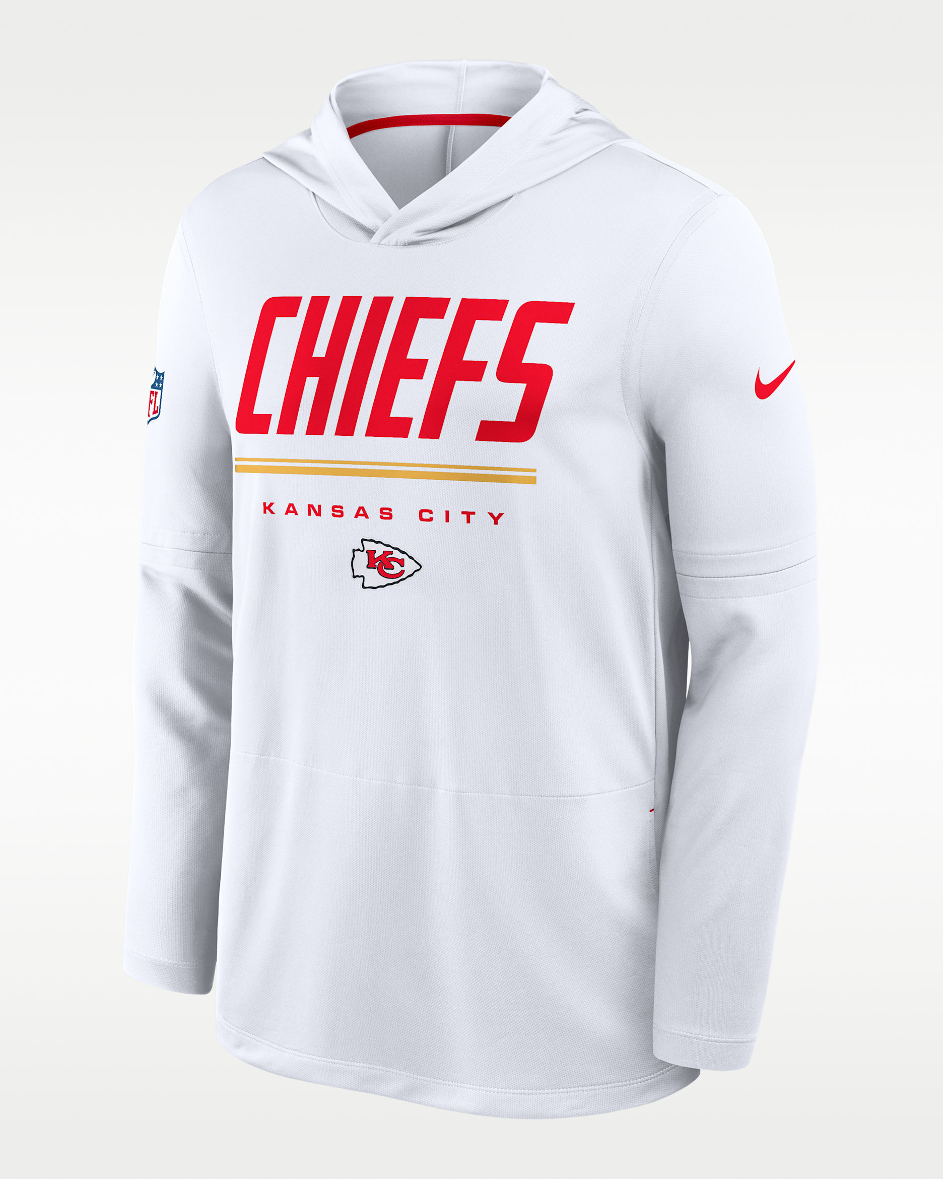 Kansas City Chiefs Sideline Men's Nike Dri-FIT NFL Long-Sleeve Hooded Top - White
