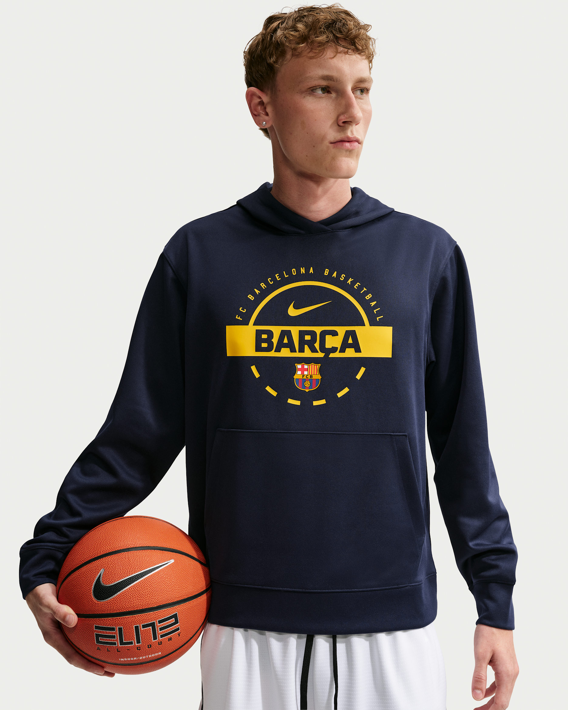 MAGLIA A MANICA LUNGA CON CAPPUCCIO FC Barcelona 24 M PRACTICE FLEECE HD - Ossidiana