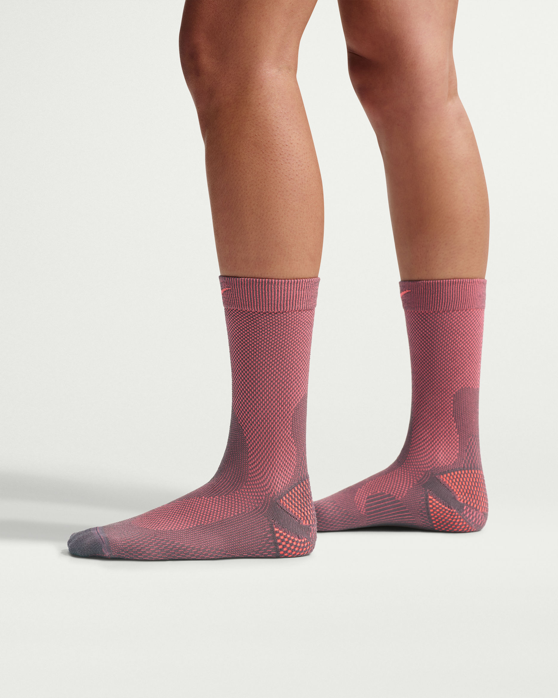 Nike Run Lightweight Running Crew Socks (1 Pair) - Tattoo/Hot Lava/Pure Platinum/Hot Lava