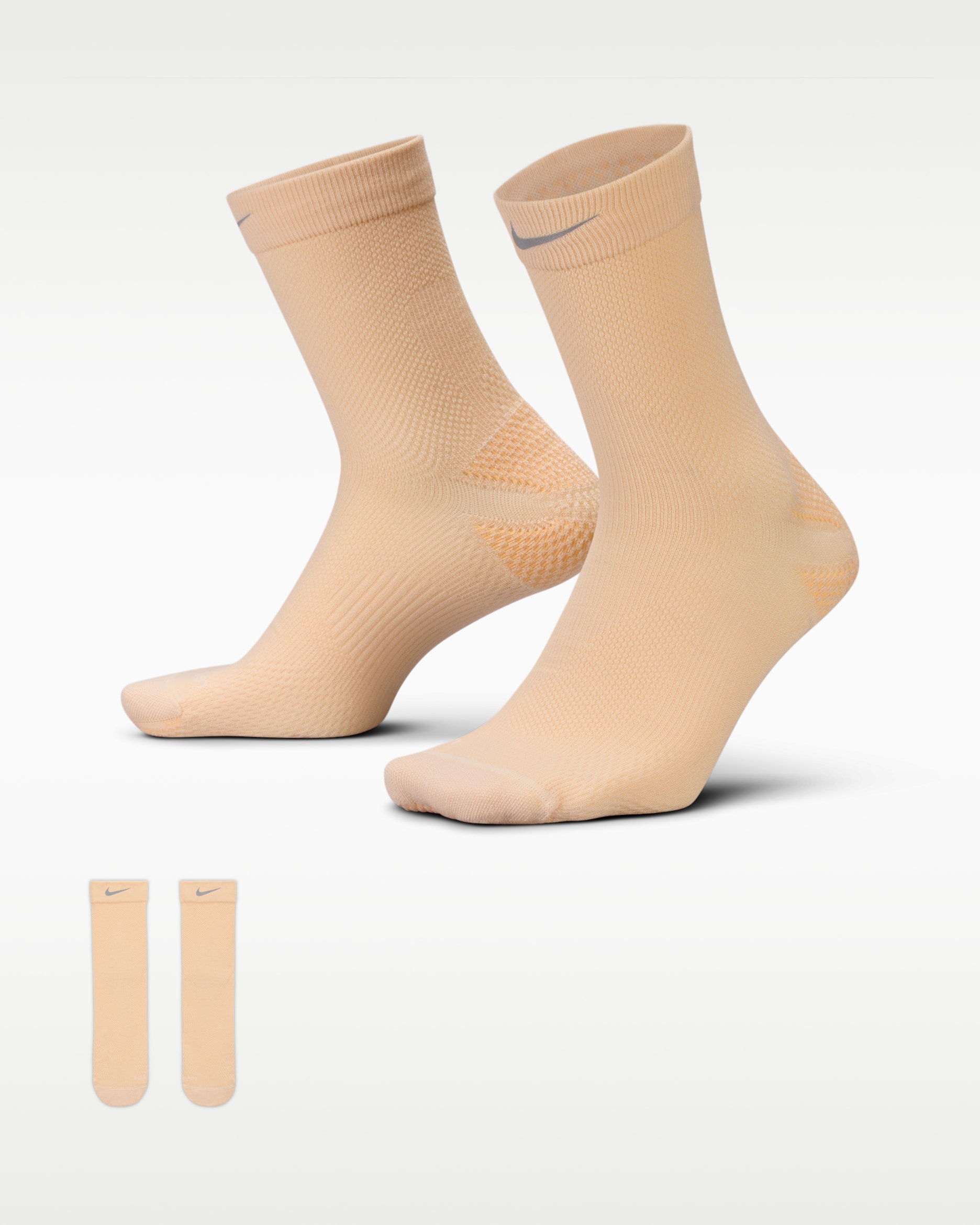 Nike Running Wool Micro Crew Socks (1 Pair) - Pearl White/Orange Chalk