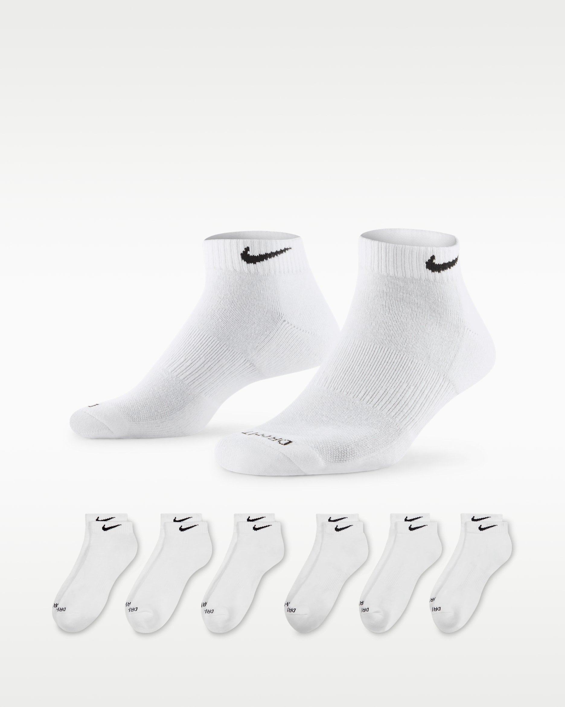 Nike Everyday Plus Cushioned Training Low Socks (6 Pairs) - White/Black