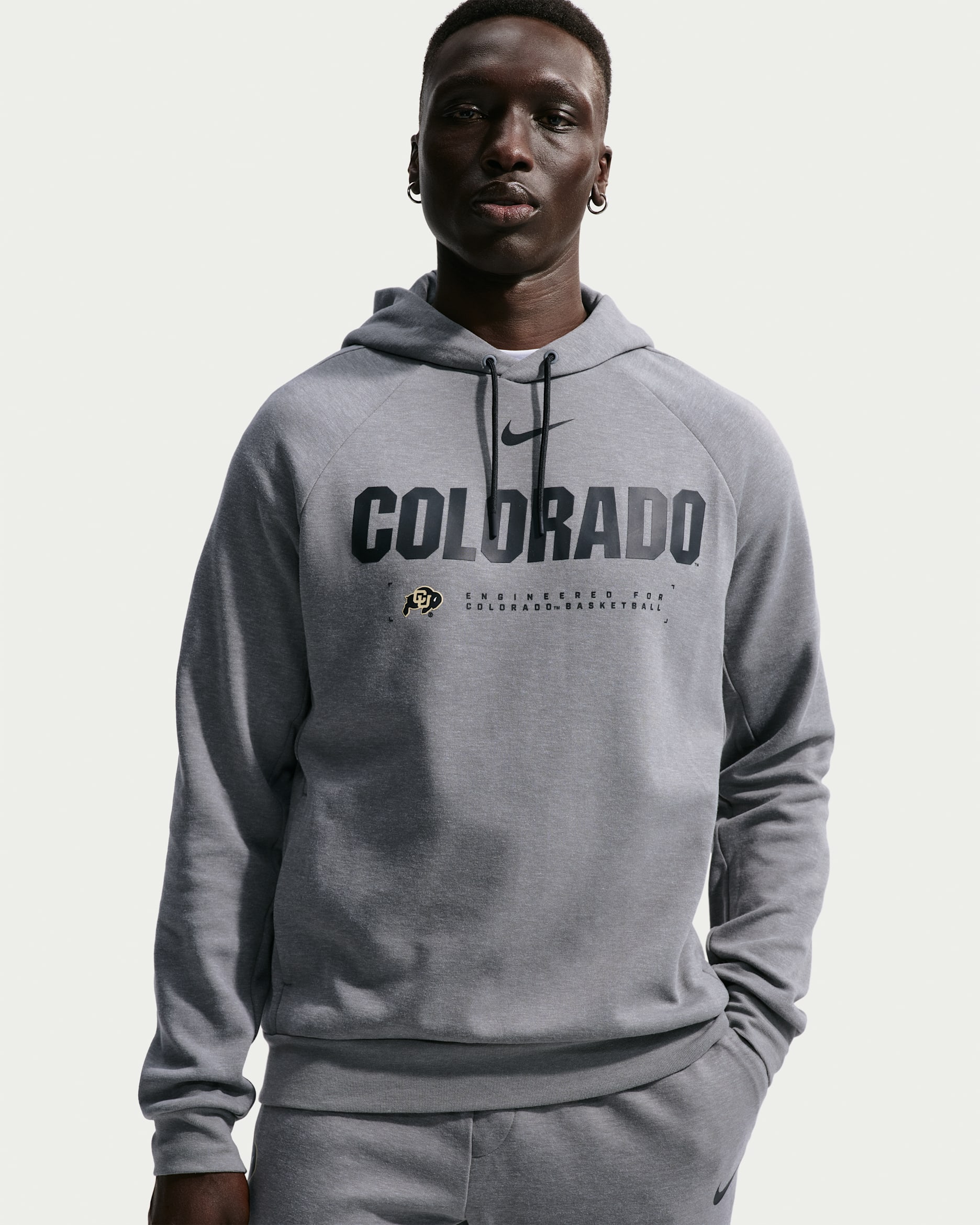 Colorado Buffaloes Nike NCAA Men's Basketball Coaches' Pullover Hoodie - Dark Grey Heather/Black