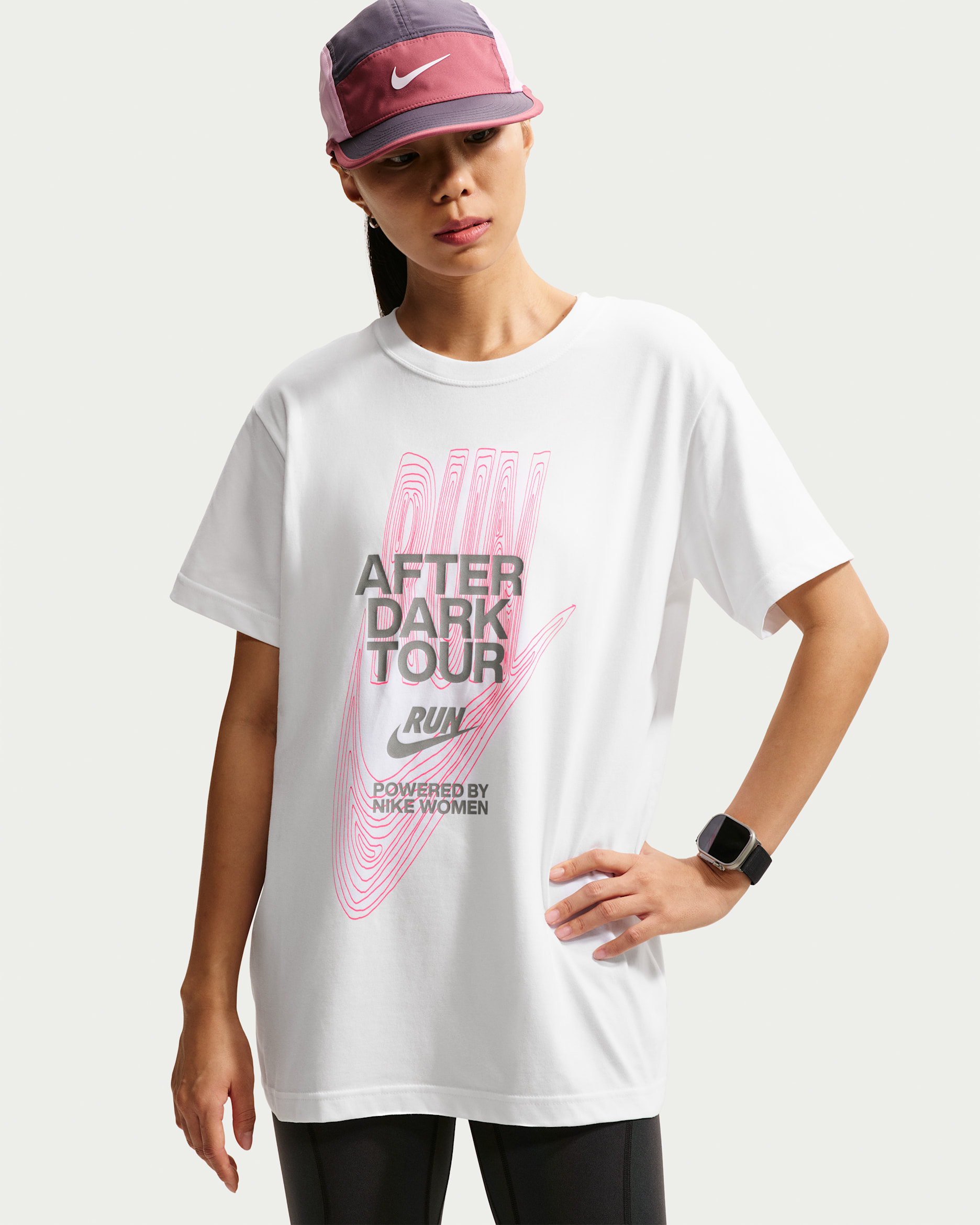 Nike After Dark Tour Women's Dri-FIT Short-Sleeve Running T-Shirt - White
