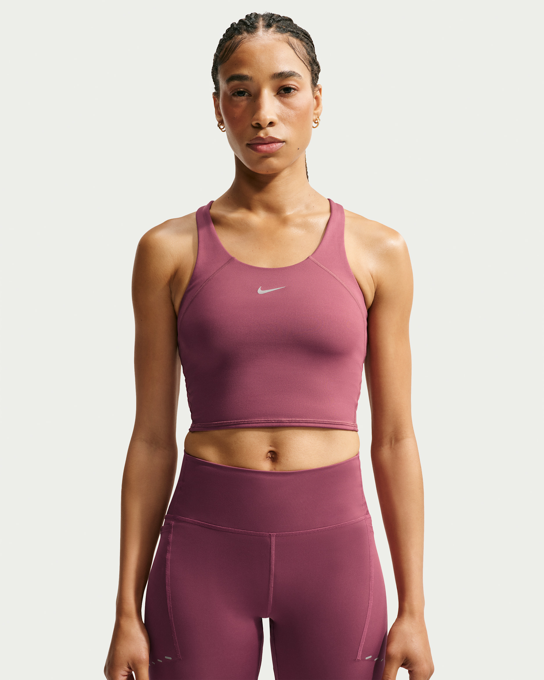 Nike Tempo Women's Medium-Support Cropped Sports Bra Tank Top - Pink Smoke/Pink Smoke