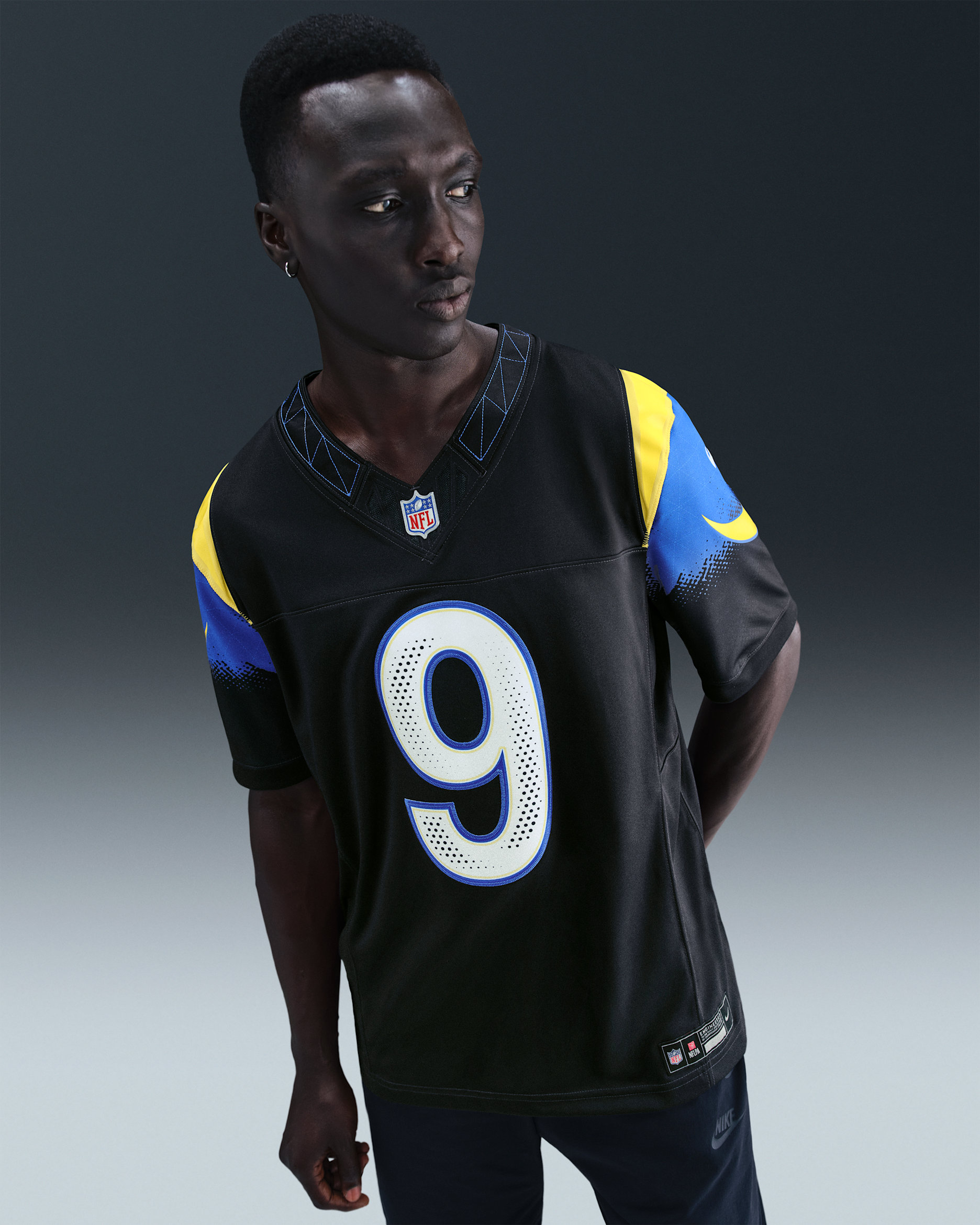 Matthew Stafford Los Angeles Rams Rivalries Collection Men's Nike Dri-FIT NFL Limited Jersey - Pitch Blue/Royal Blue/Gold/Gold