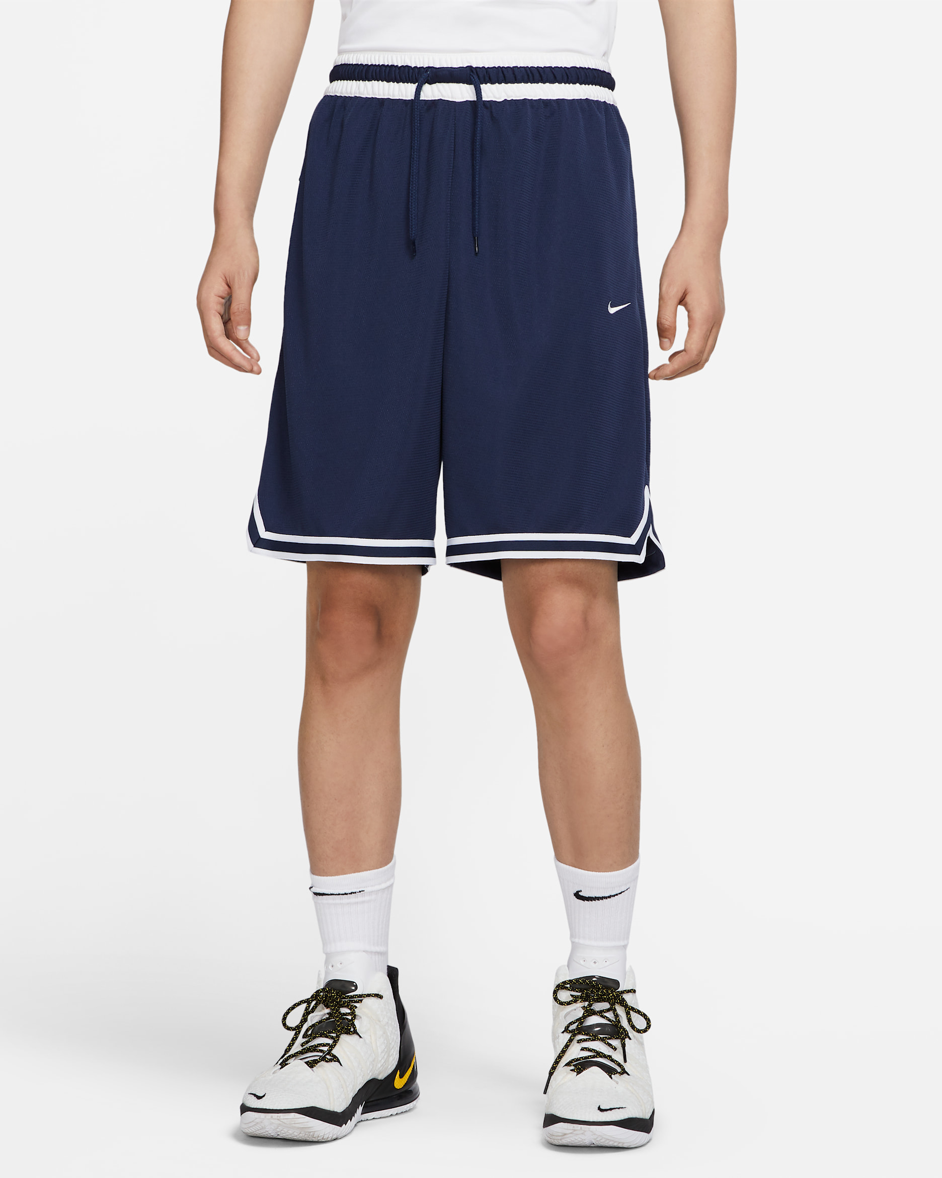 กางเกงบาสเก็ตบอลขาสั้นผู้ชาย Nike Dri-FIT DNA - Midnight Navy/ขาว