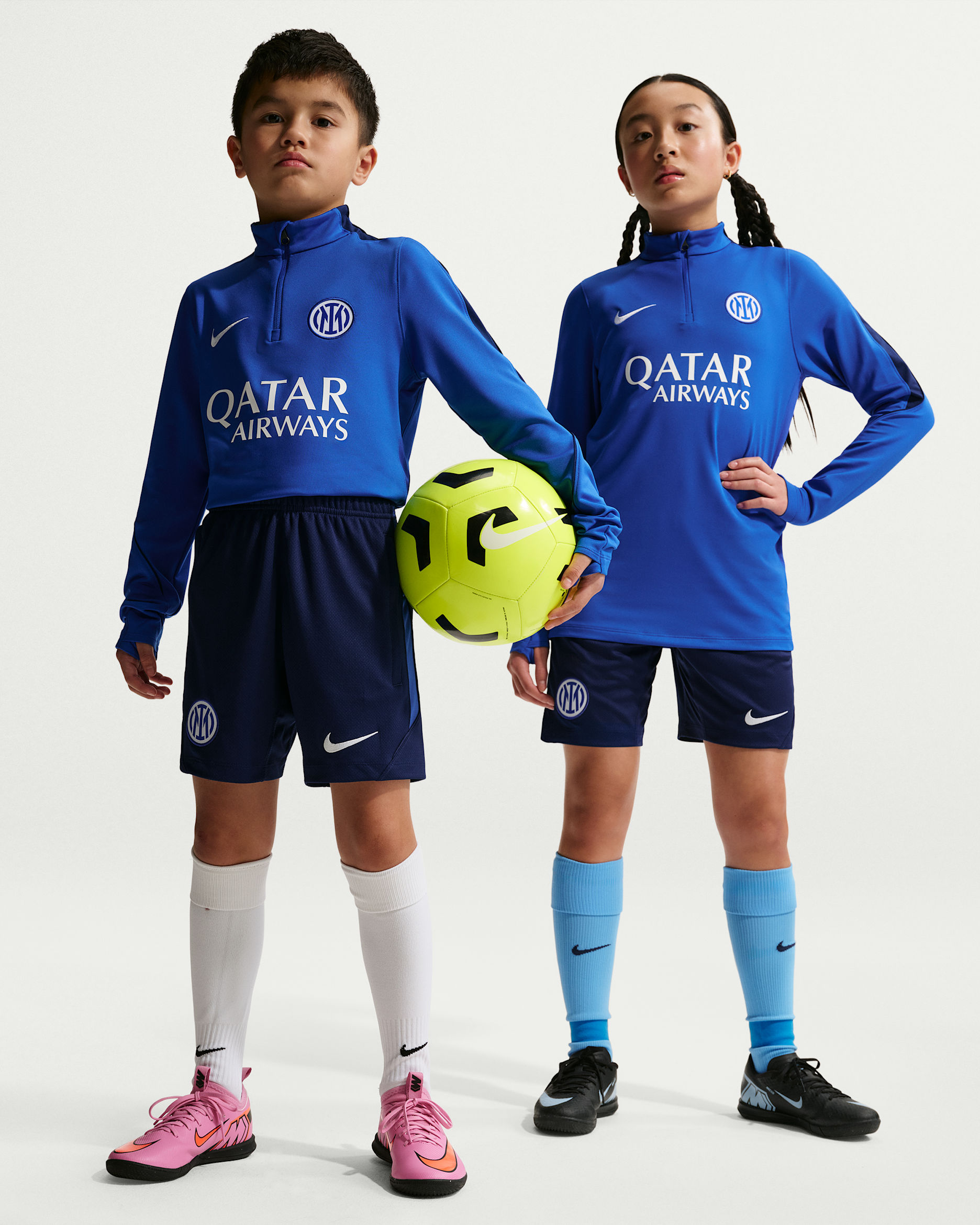 Inter Milan Strike Older Kids' Nike Dri-FIT Football Knit Shorts - Blue Void/Blue Void/Lyon Blue/White