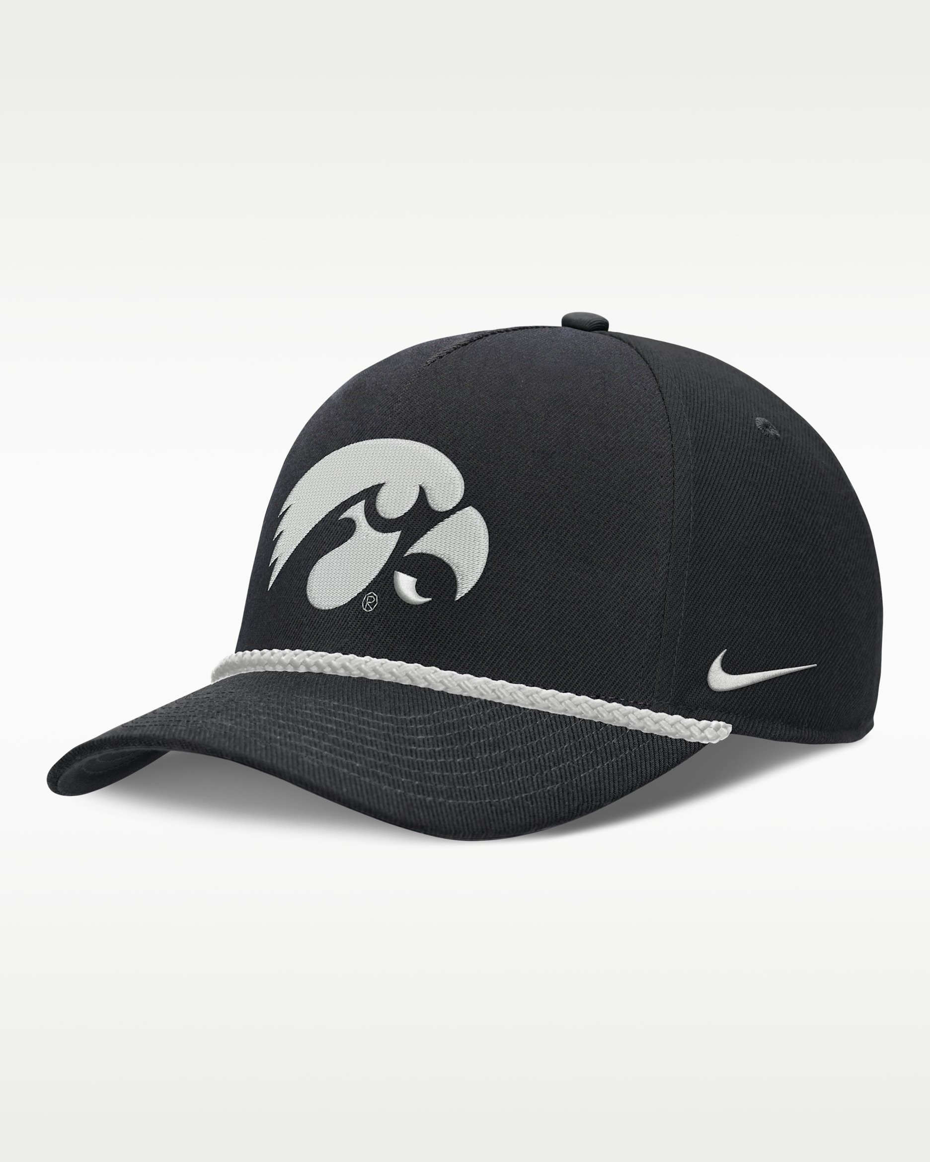 Iowa Sideline Rope Rise Men's Nike College Adjustable Hat - Black