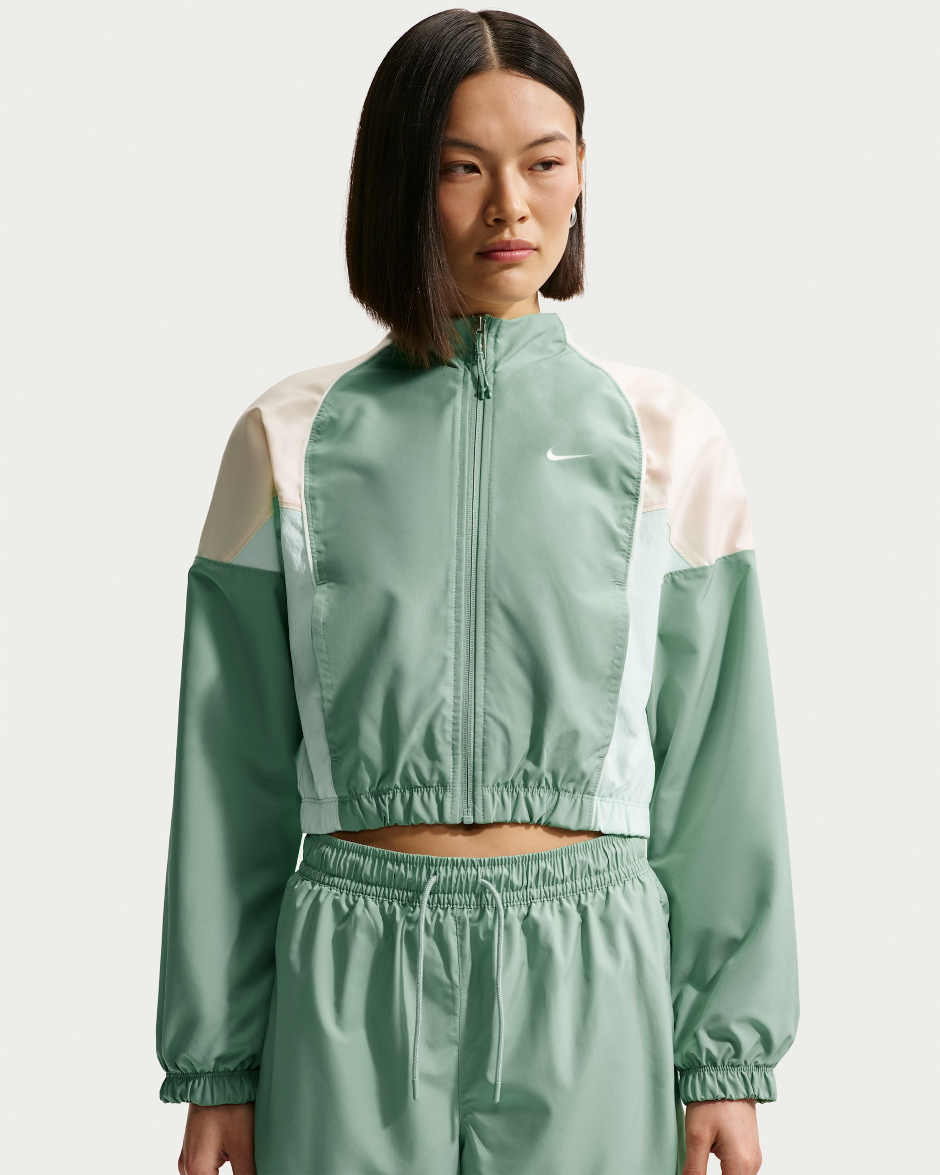 나이키 스포츠웨어 여성 슈렁큰 트랙 재킷 - 스팀/초크/배얼리 그린/세일