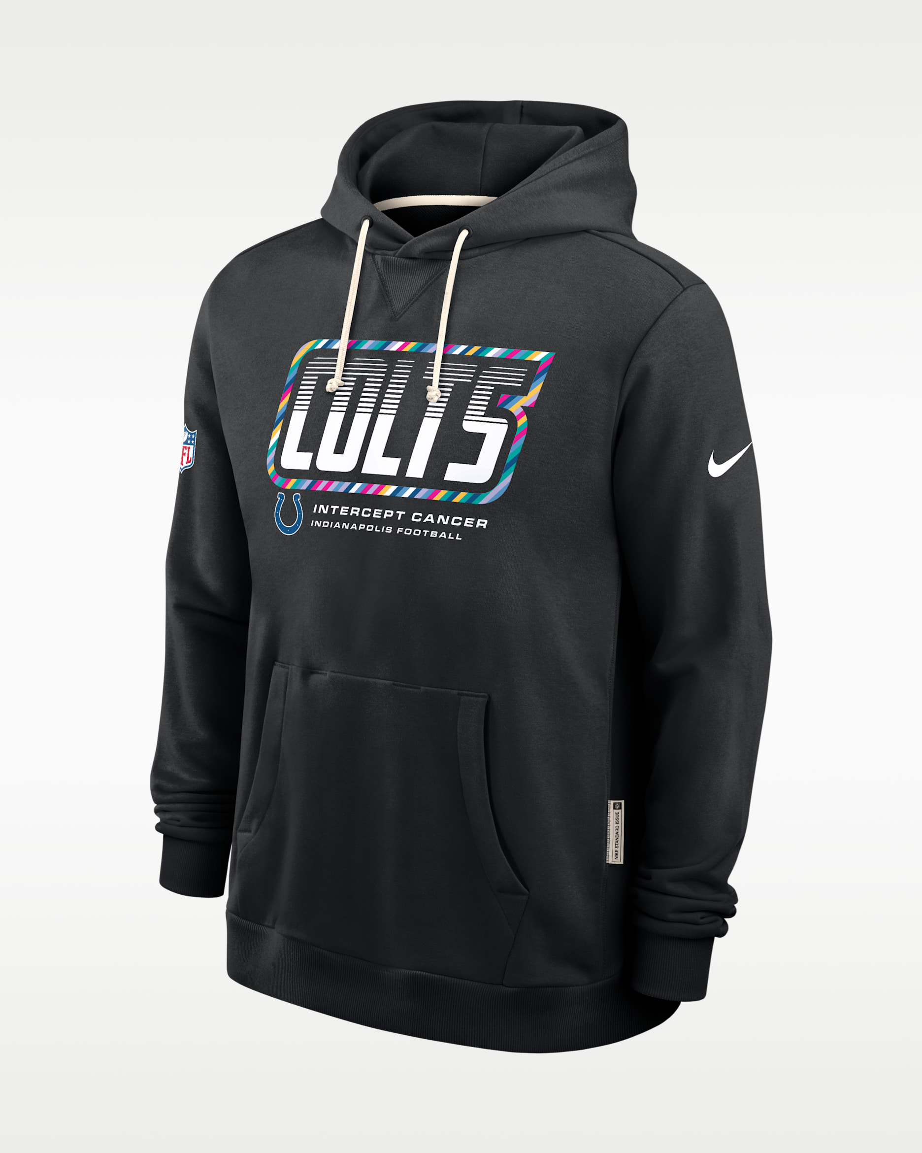 Sudadera con gorro sin cierre Nike Dri-FIT de la NFL para hombre Indianapolis Colts Crucial Catch Sideline Standard Issue - Negro