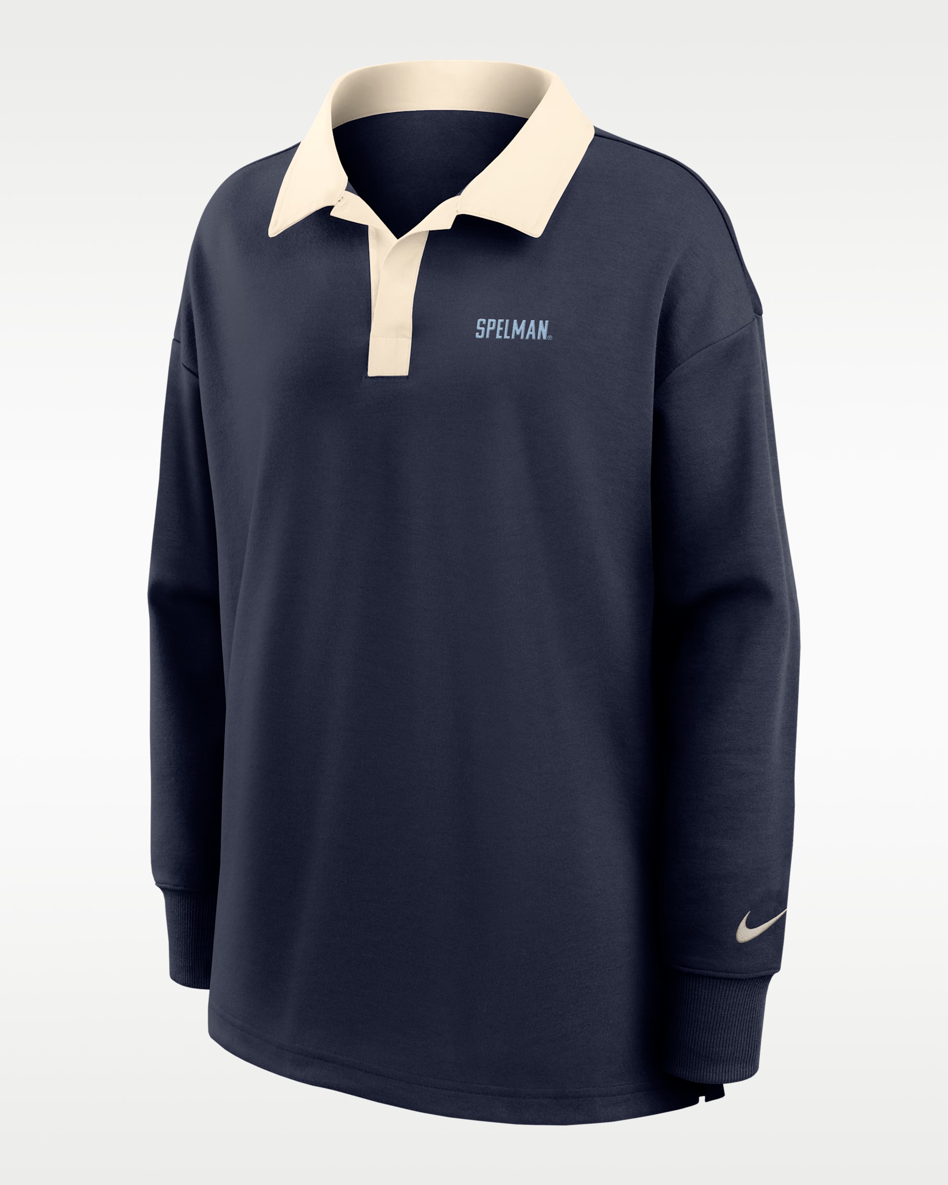 Nike College (Spelman College) Women's Oversized Long-Sleeve Polo - Black/Natural
