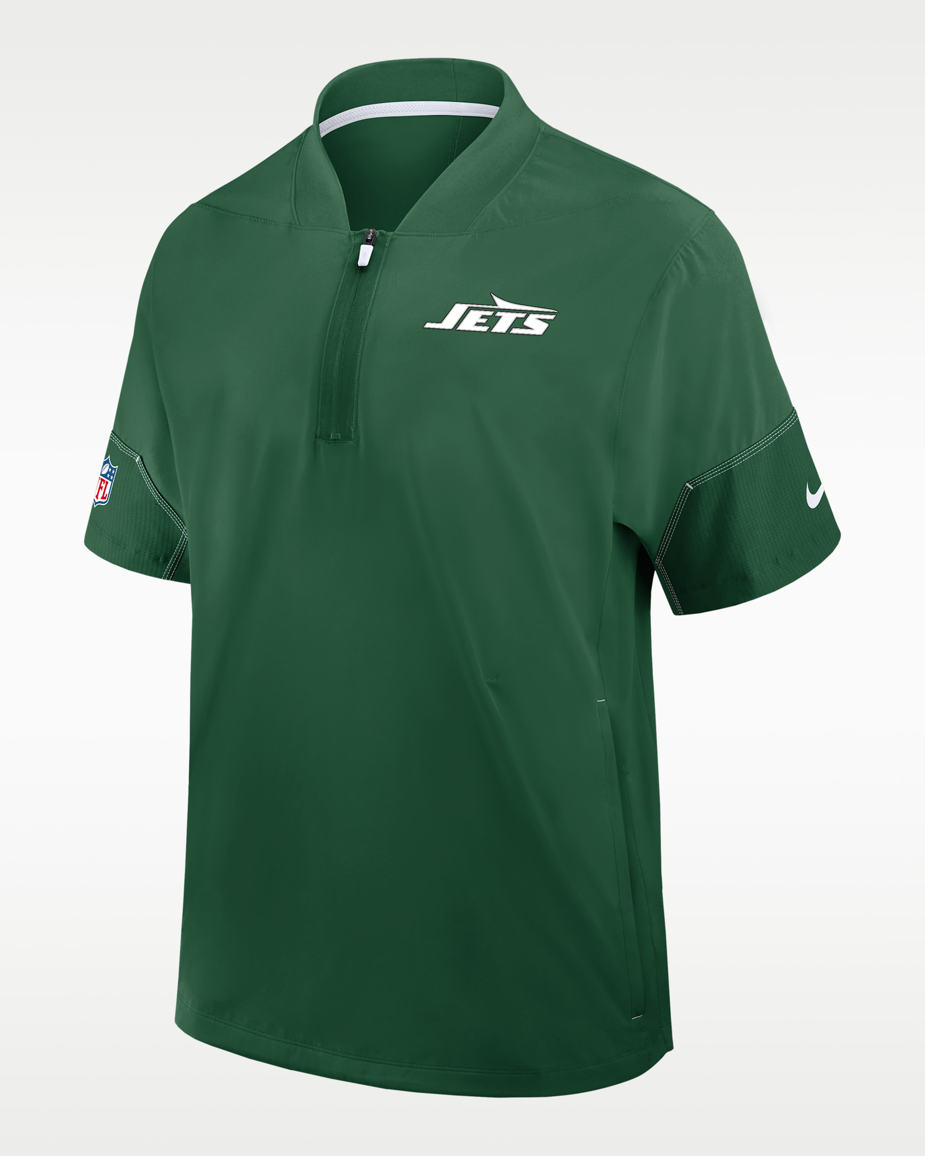 New York Jets Sideline Coach Men's Nike NFL 1/2-Zip Short-Sleeve Hooded Jacket - Green