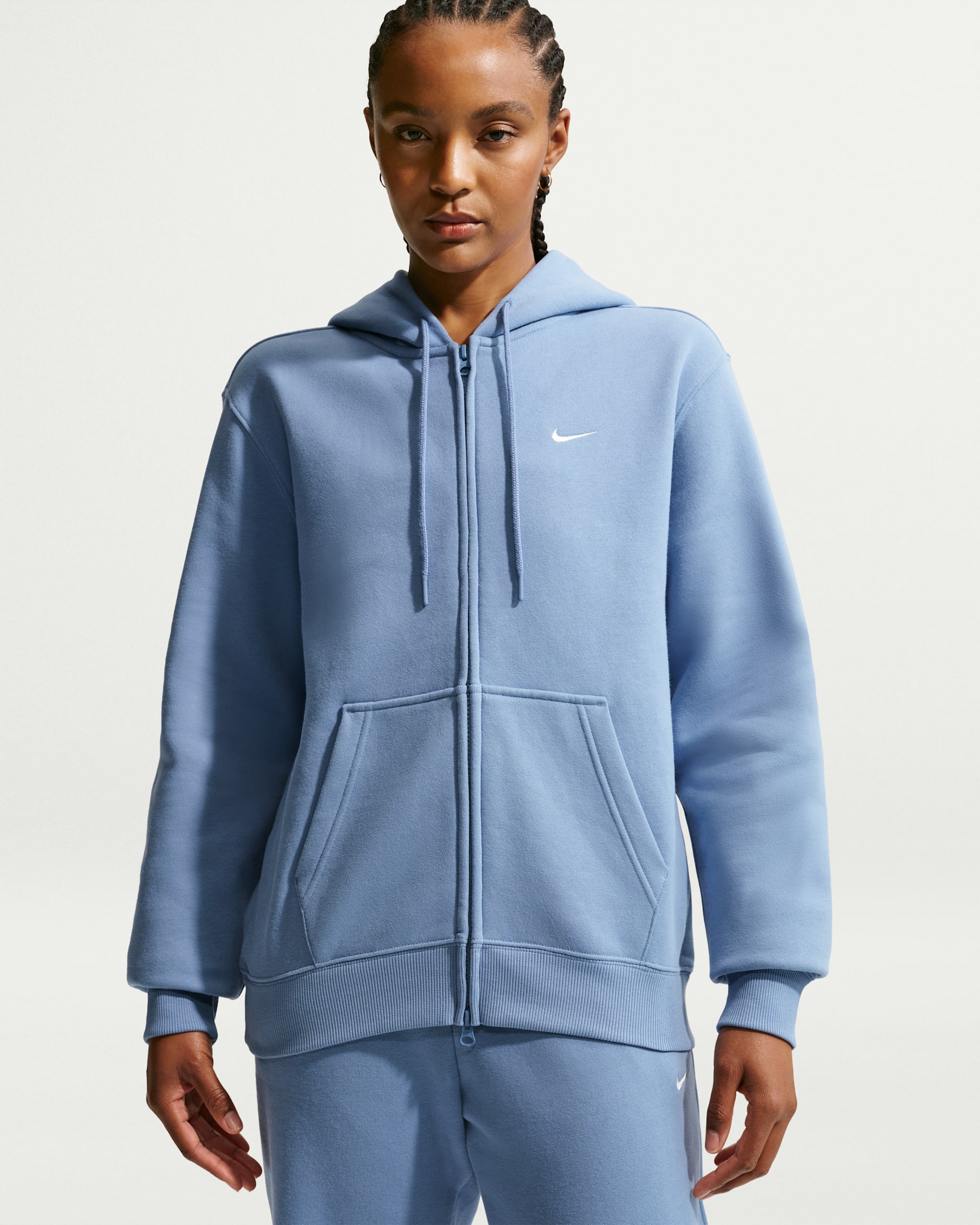 Nike Studio Fleece Medium Weight Women's Full-Zip Hoodie - Work Blue/Sail