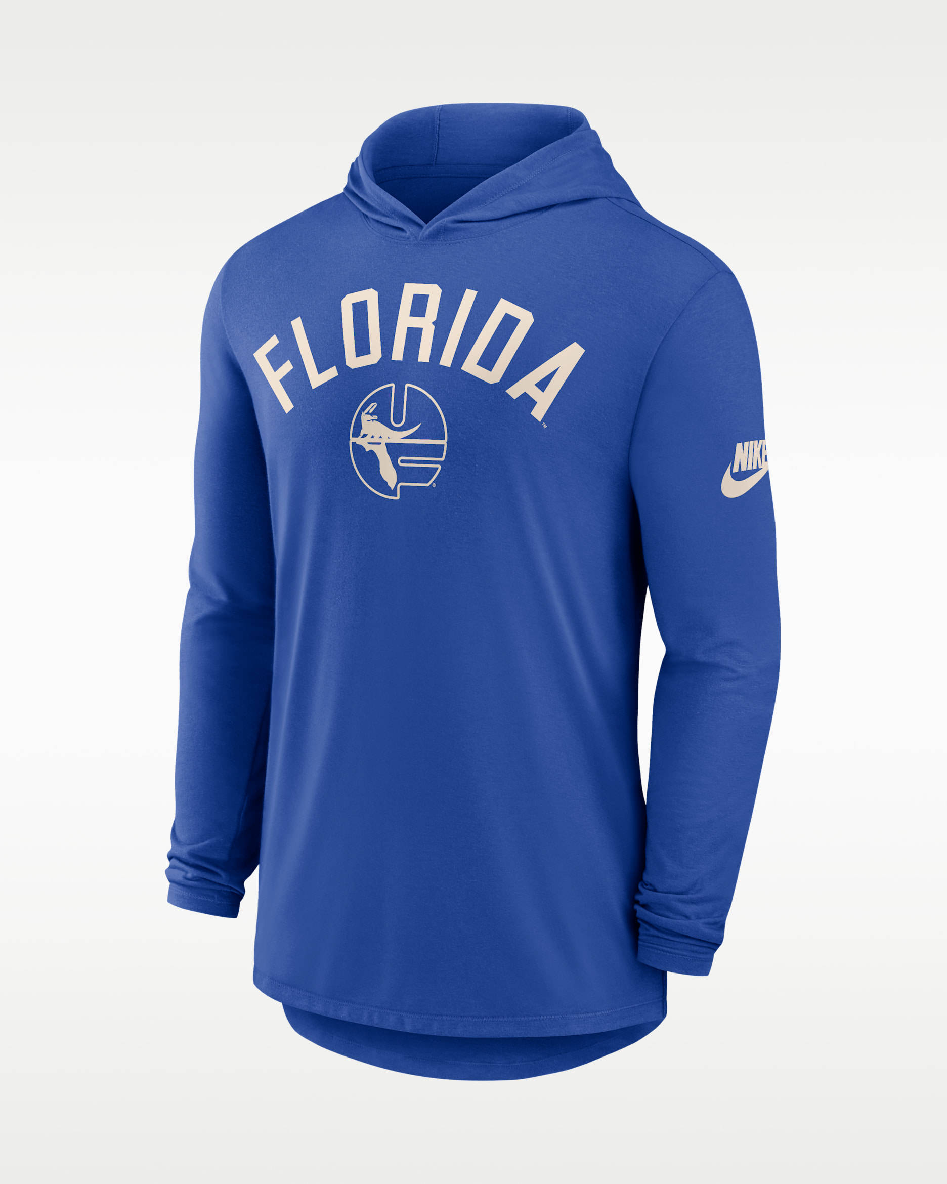 Playera con gorro de manga larga universitaria Nike Dri-FIT para hombre Florida Legacy Arch - Royal