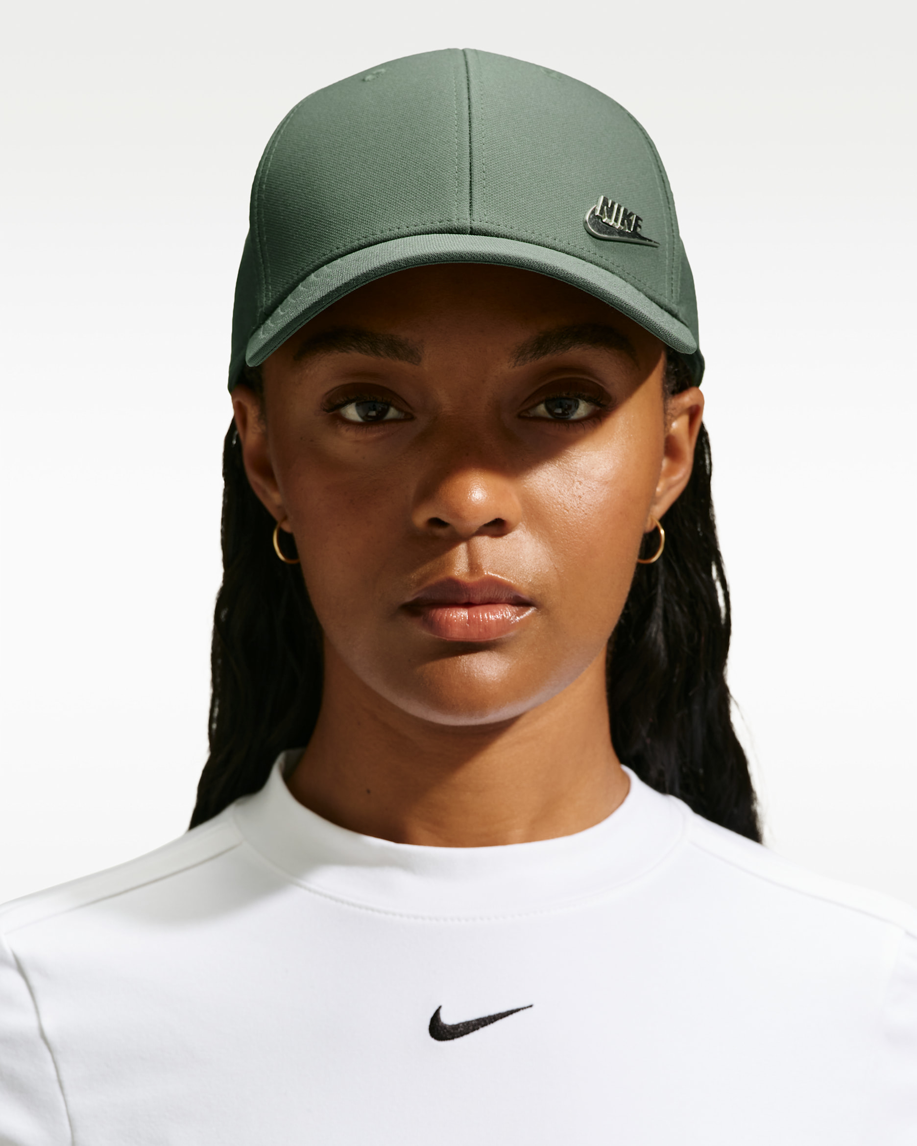 Nike Dri-FIT Club Structured Metal Logo Cap - Camo Green/Metallic Silver