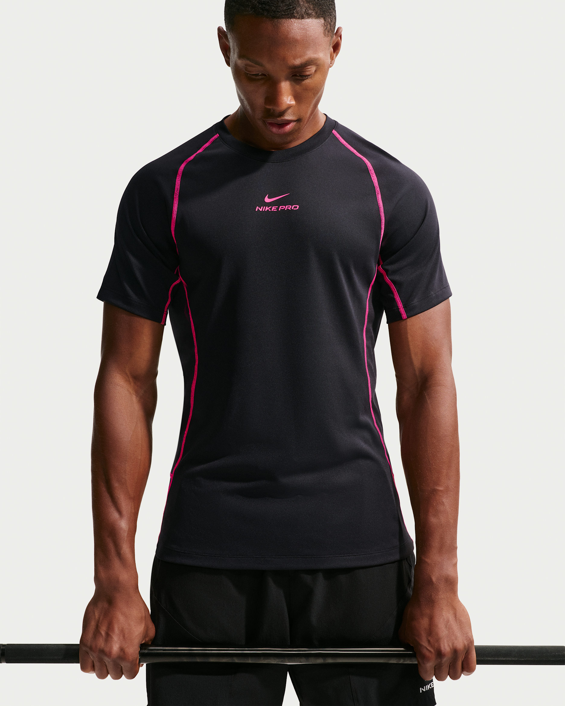 Nike Pro Training Men's Dri-FIT Short-Sleeve Top - Black/Hyper Pink