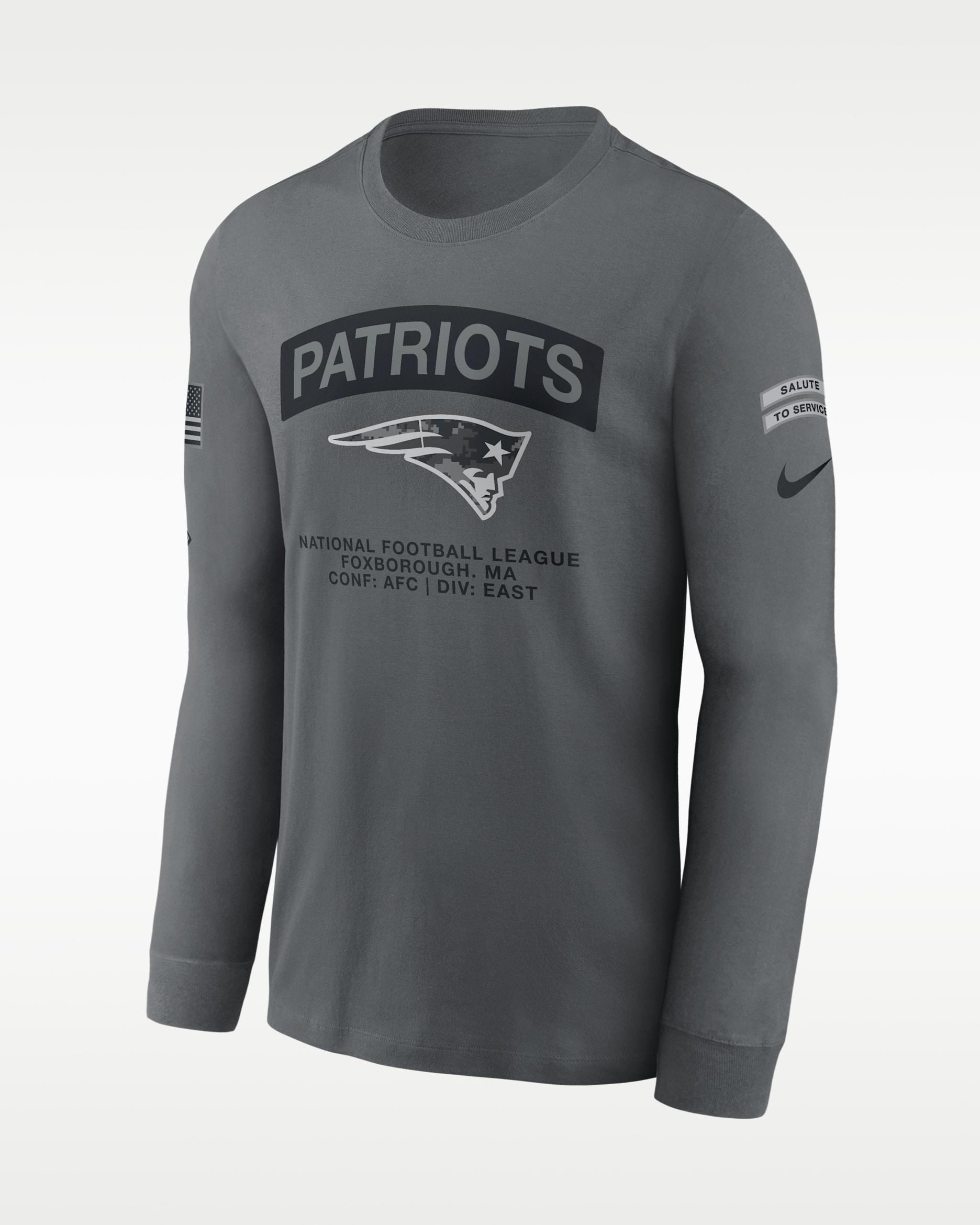 New England Patriots Salute to Service Men's Nike NFL Long-Sleeve T-Shirt - Grey