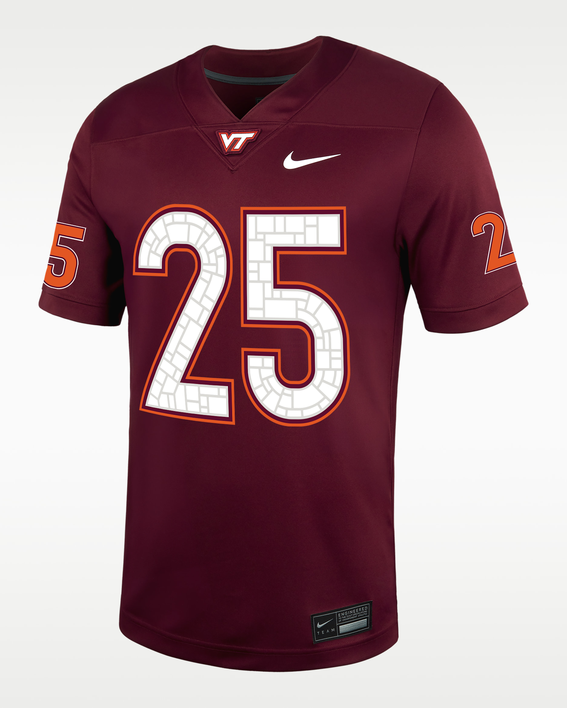 Jersey de fútbol americano universitario Nike Replica para hombre Virginia Tech - Castaña intenso