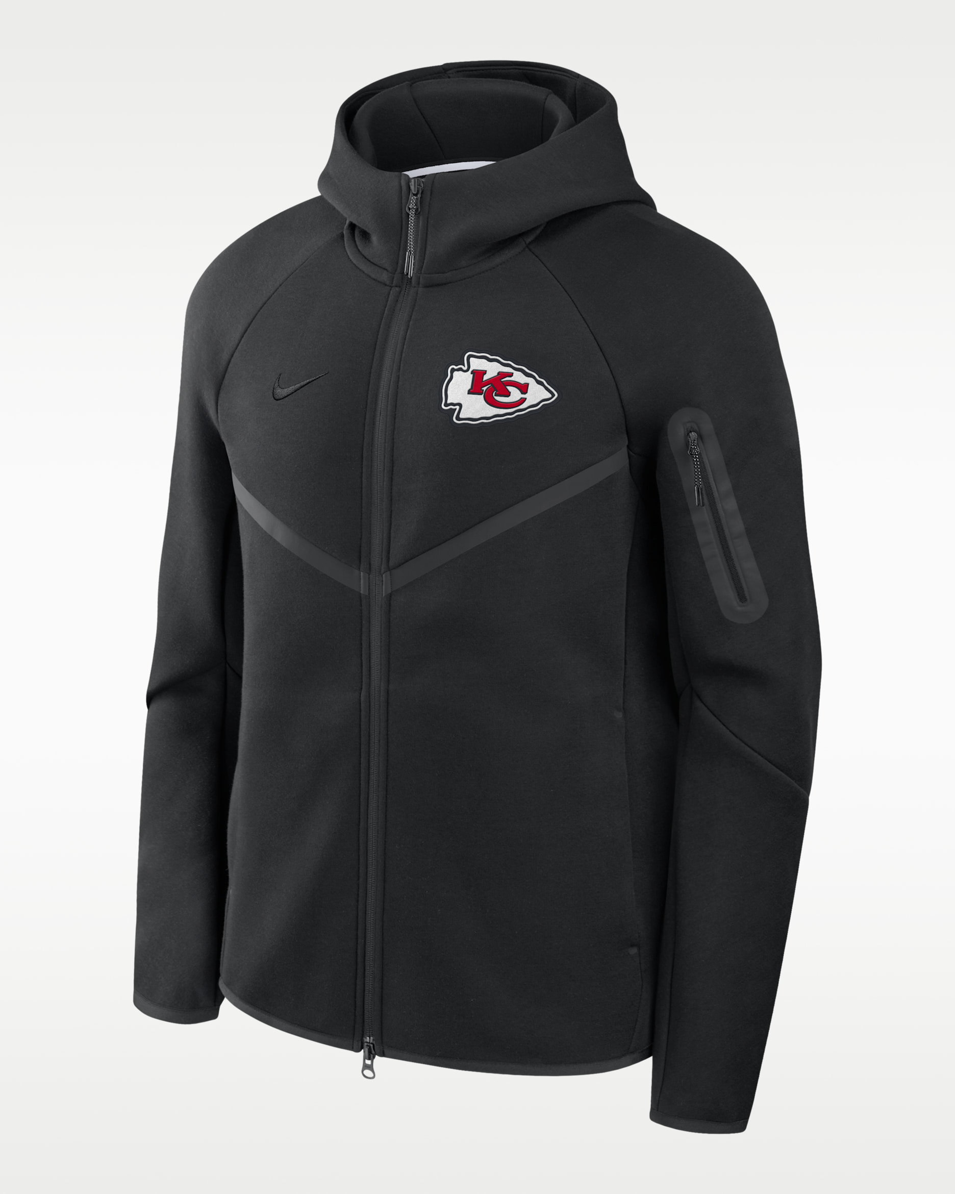 Kansas City Chiefs Tech Fleece Windrunner Men's Nike NFL Full-Zip Hooded Jacket - Black/Black
