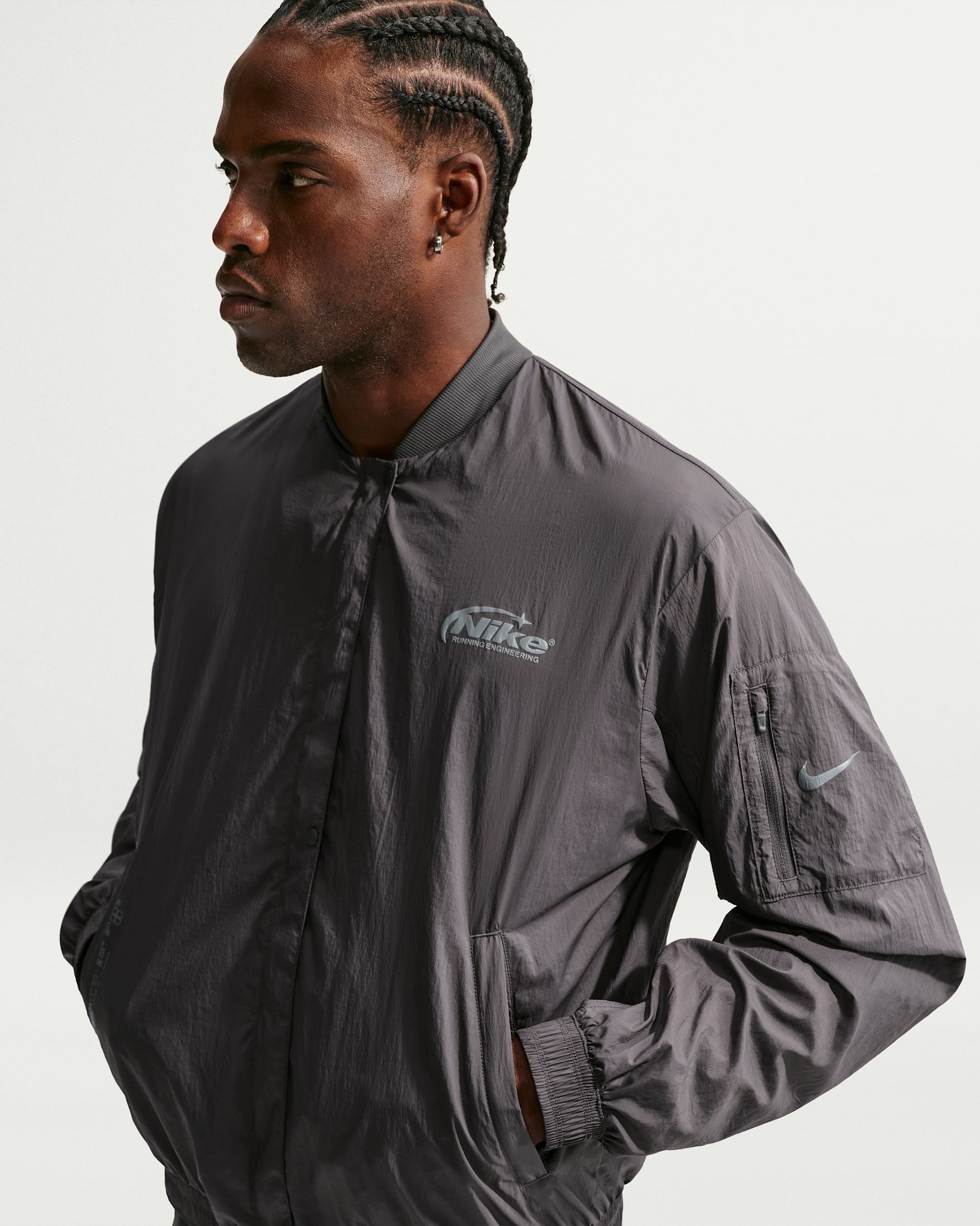 Nike Repel-Laufbomberjacke mit UV-Schutz (Herren) - Medium Ash