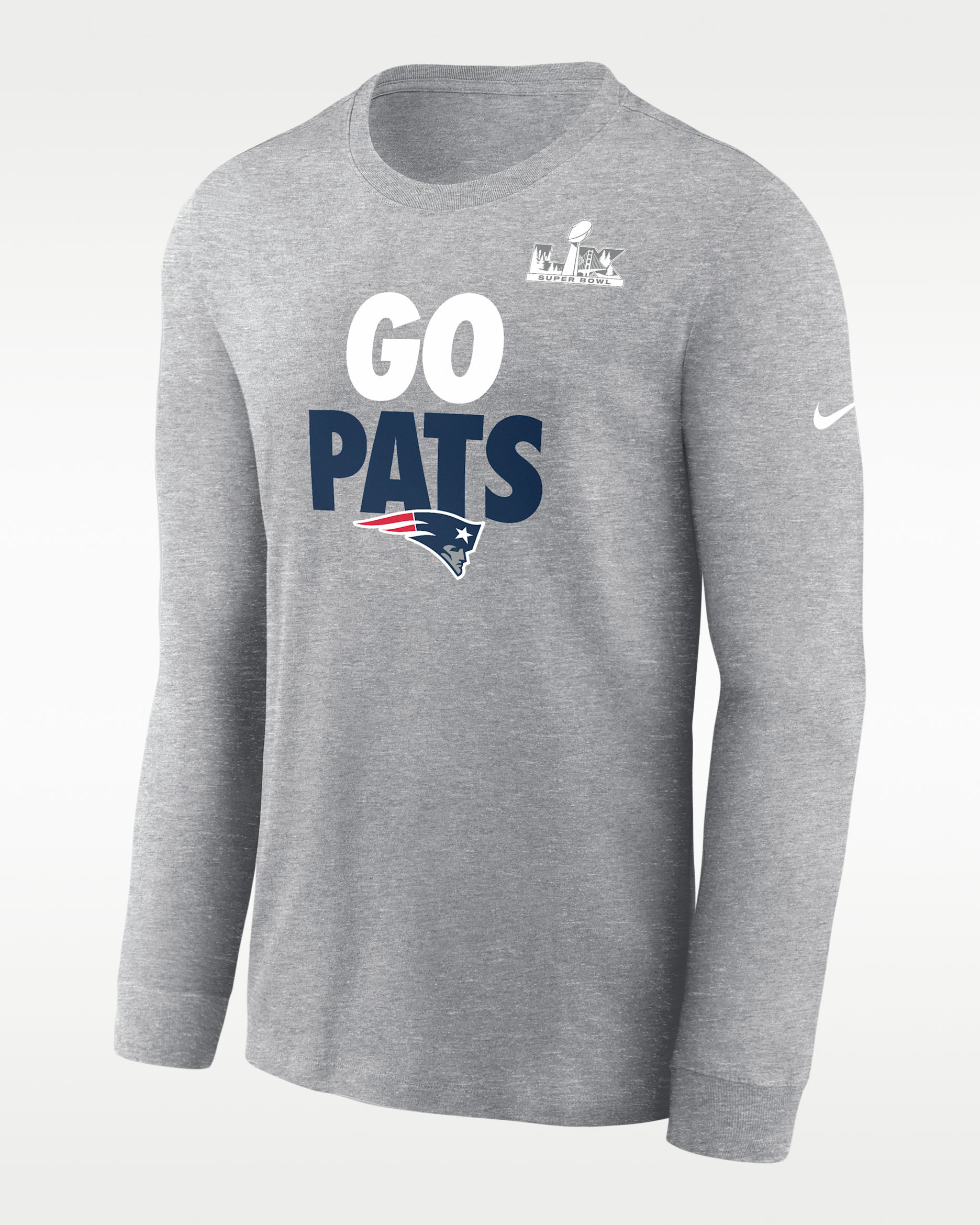 New England Patriots 2026 AFC Champions Fast As Fast Gets Men's Nike NFL Long-Sleeve T-Shirt - Dark Grey Heather