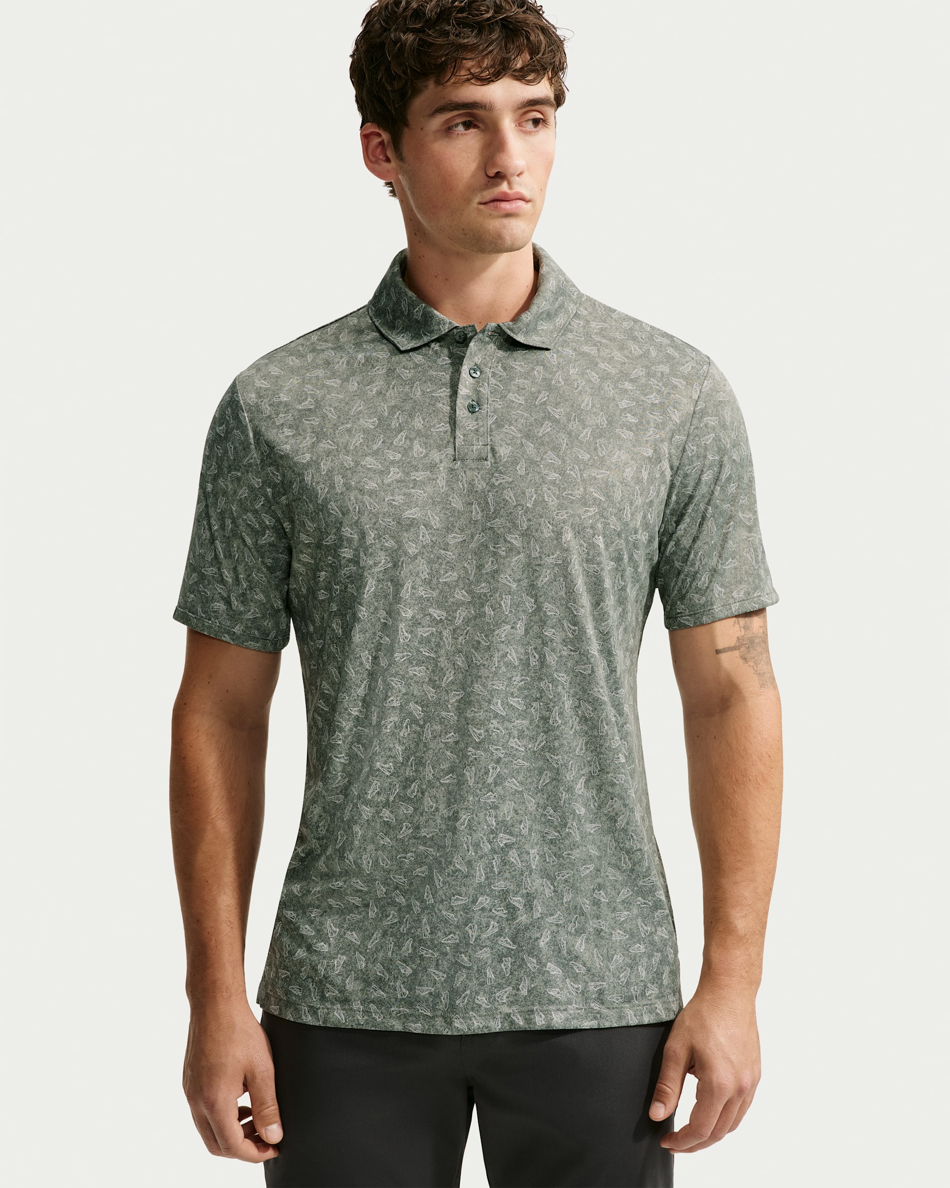 Nike Par Dri-FIT golfpoloskjorte med gress-trykk til herre - Camo Green