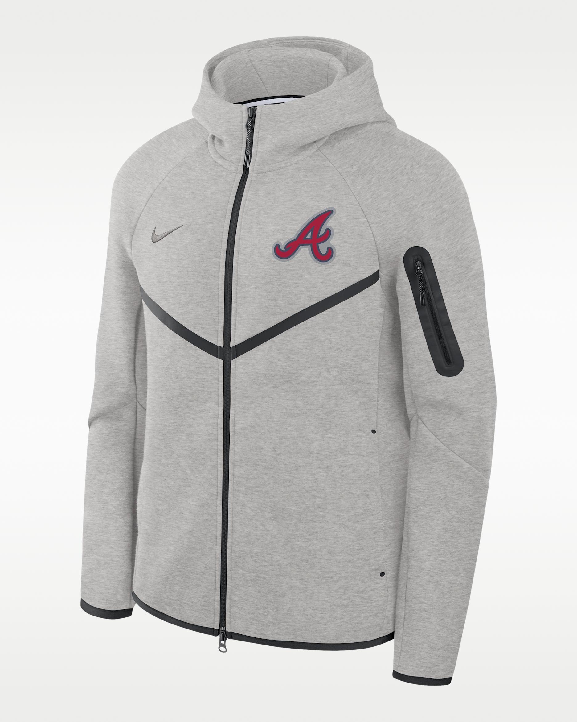 Atlanta Braves Tech Fleece Windrunner Men's Nike MLB Full-Zip Hooded Jacket - Charcoal Heather