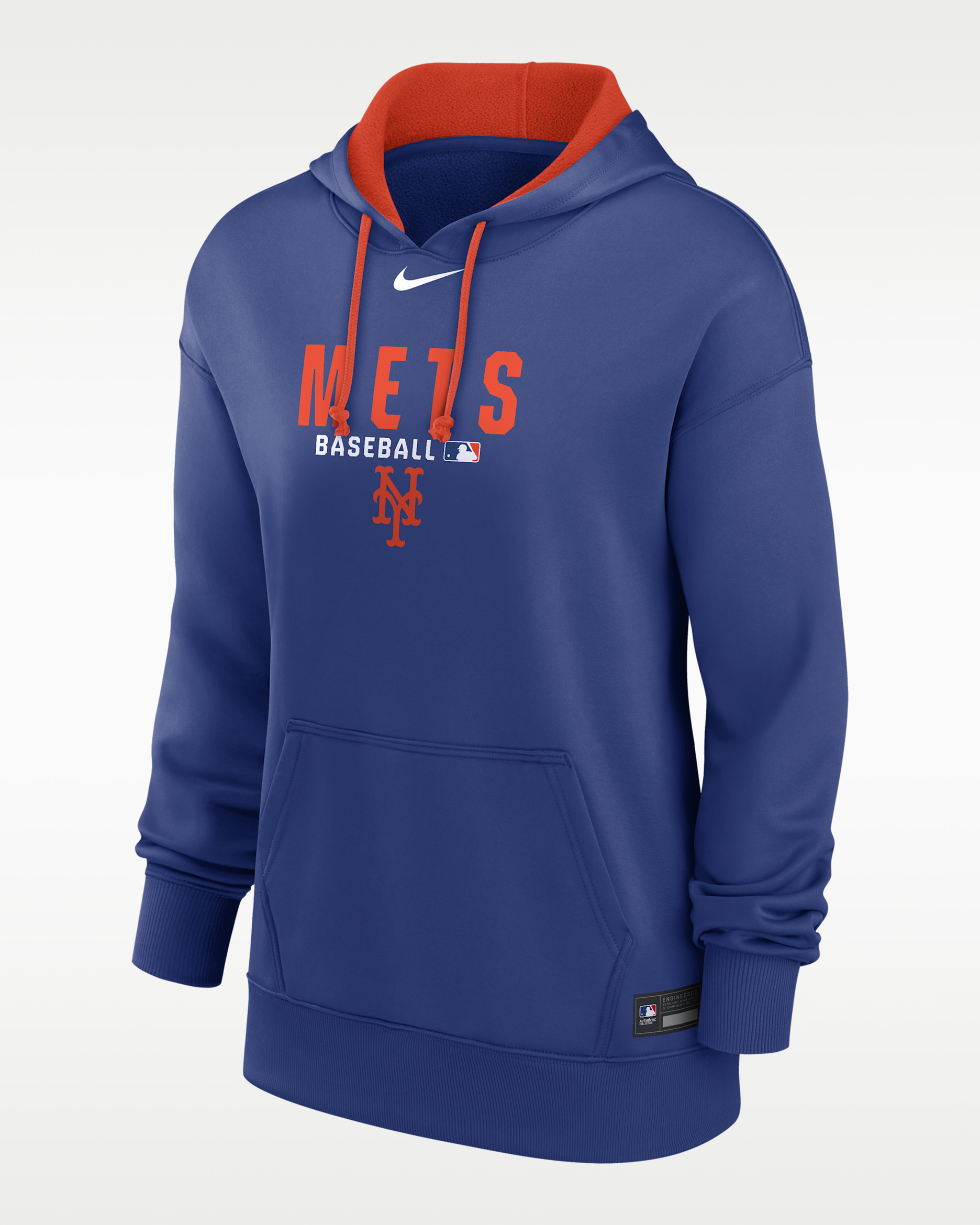 Sudadera con gorro sin cierre Nike Therma de la MLB para mujer New York Mets Authentic Collection - Azul enérgico