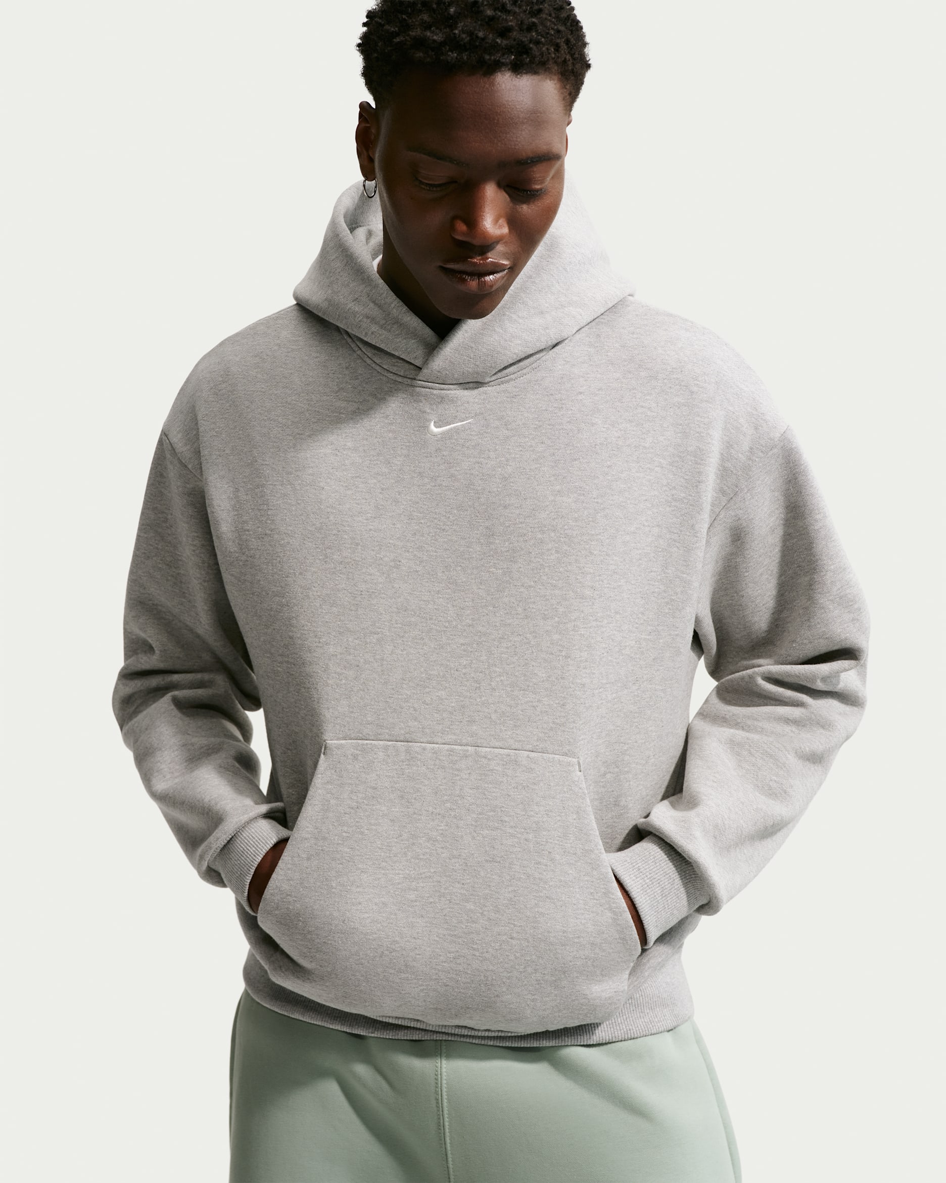 Nike Solo Fleece Men's Pullover Hoodie - Dark Grey Heather/Sail