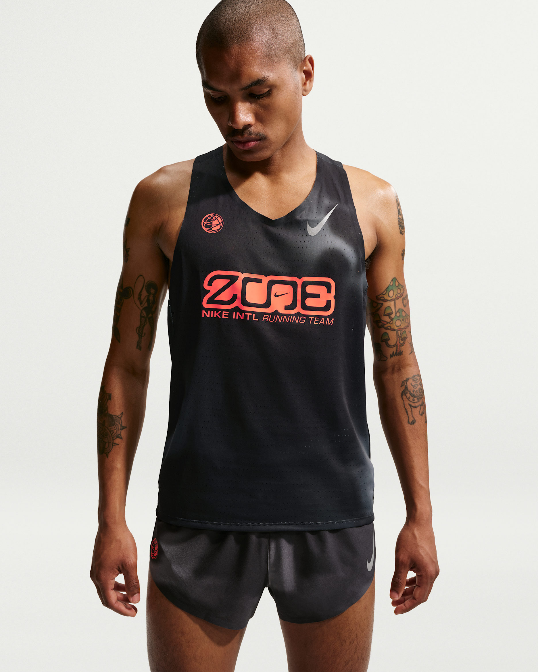 Ανδρική φανέλα για τρέξιμο Dri-FIT ADV Nike AeroSwift - Μαύρο/Dark Smoke Grey/Bright Crimson