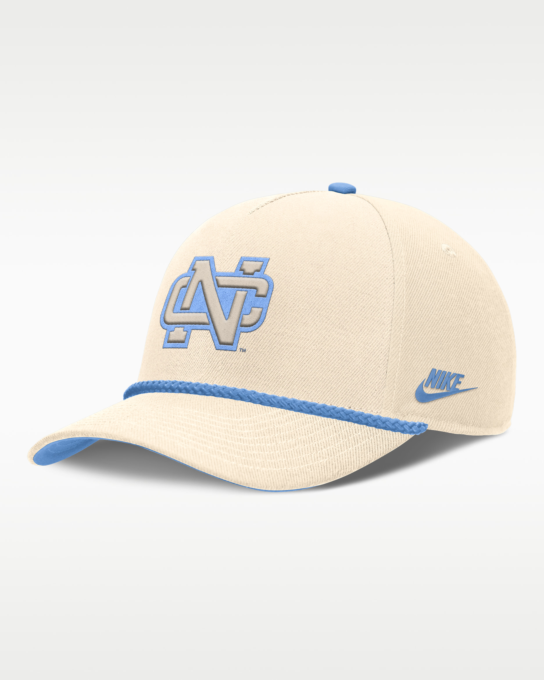 North Carolina Legacy Vintage Rope Rise Men's Nike College Adjustable Hat - Natural/Light Blue/Light Blue