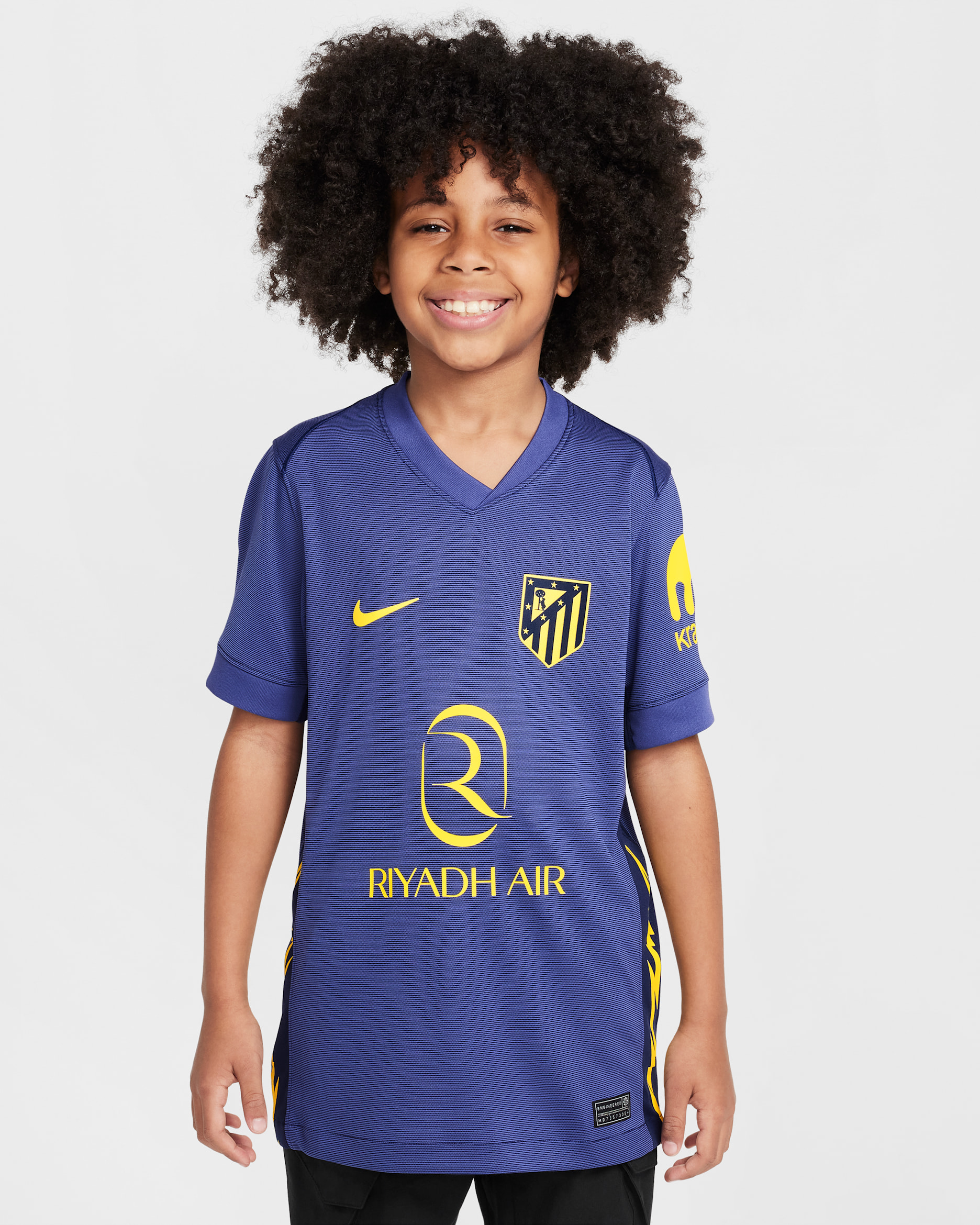 Atlético Madrid 2025/26 Stadium Away Older Kids' Nike Dri-FIT Football Replica Shirt - Binary Blue/Dark Purple Dust/Vibrant Yellow