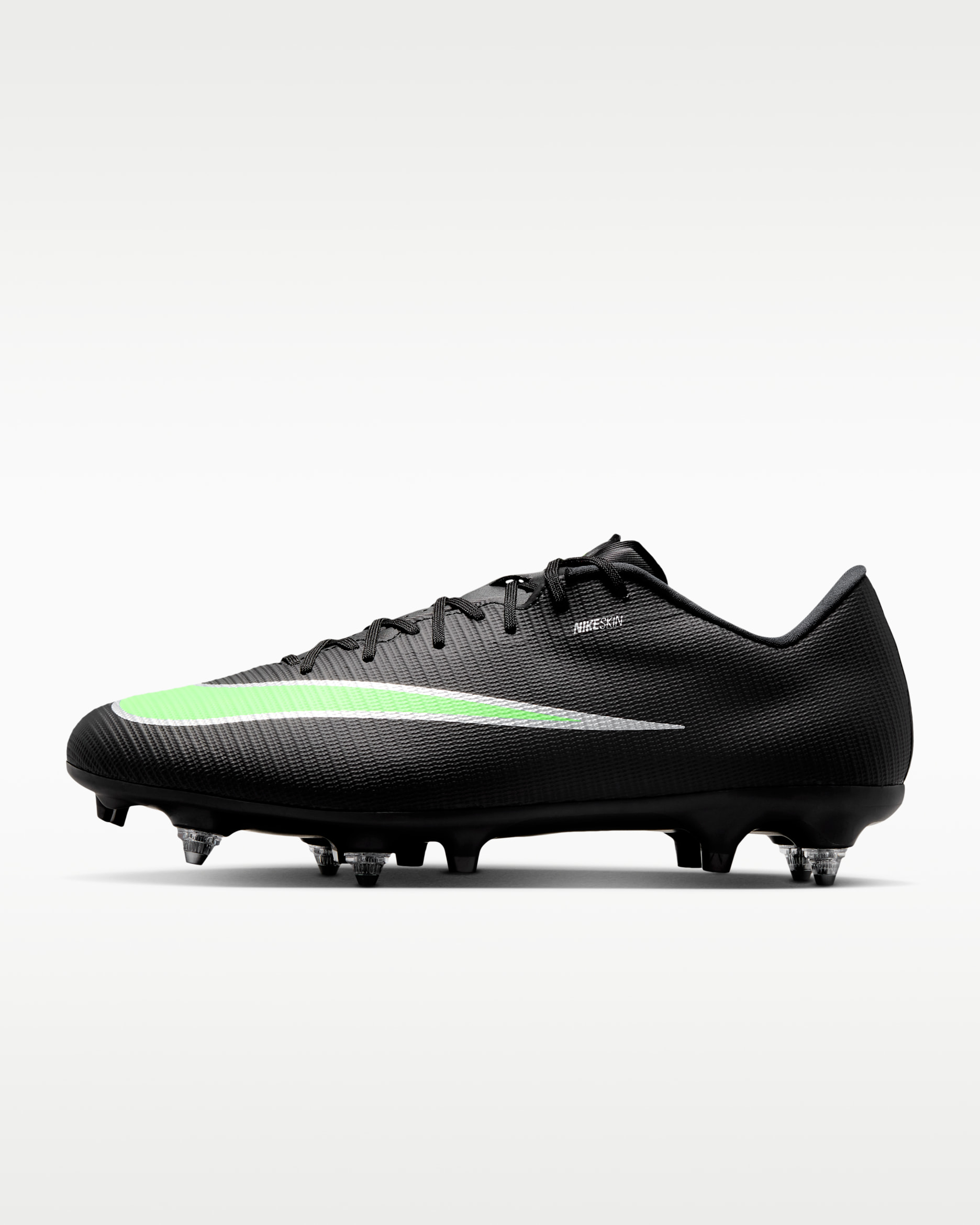 Nike Mercurial Vapor 17 Academy low-top voetbalschoenen (zachte ondergrond) - Zwart/Zwart/Illusion Green