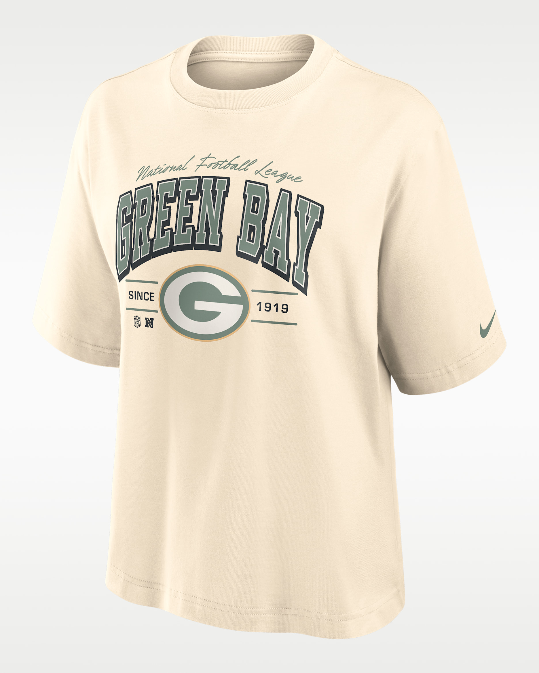 Green Bay Packers Vintage Mod Boxy Women's Nike NFL T-Shirt - Cream