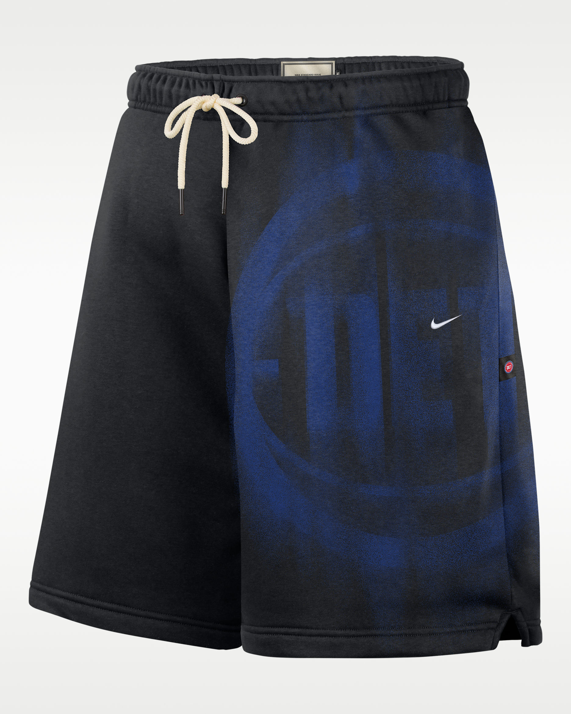 Shorts de básquetbol de tejido Fleece para hombre Detroit Pistons Standard Issue - Negro/Blanco