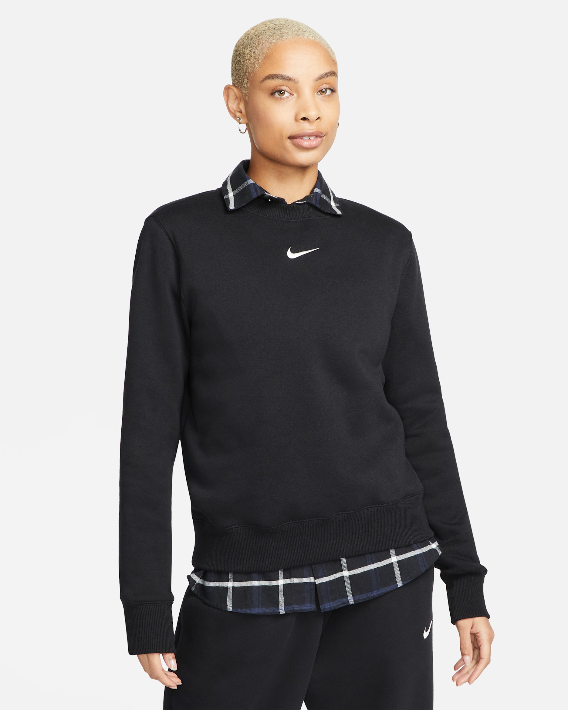 Nike Sportswear Phoenix Fleece Damen-Sweatshirt mit Rundhalsausschnitt - Schwarz/Sail